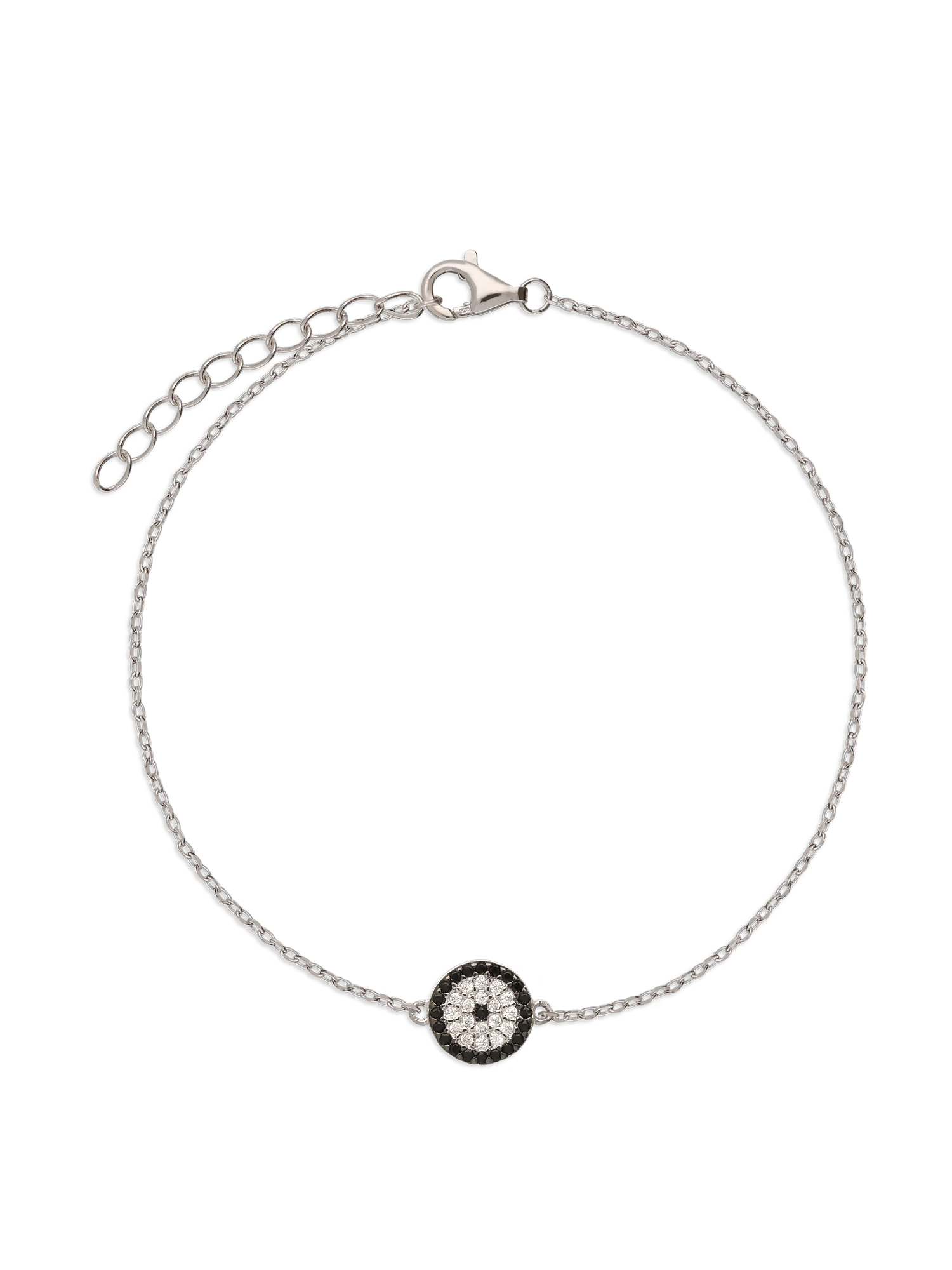 Pulseira delicada em prata 925 com zircónia e ónix