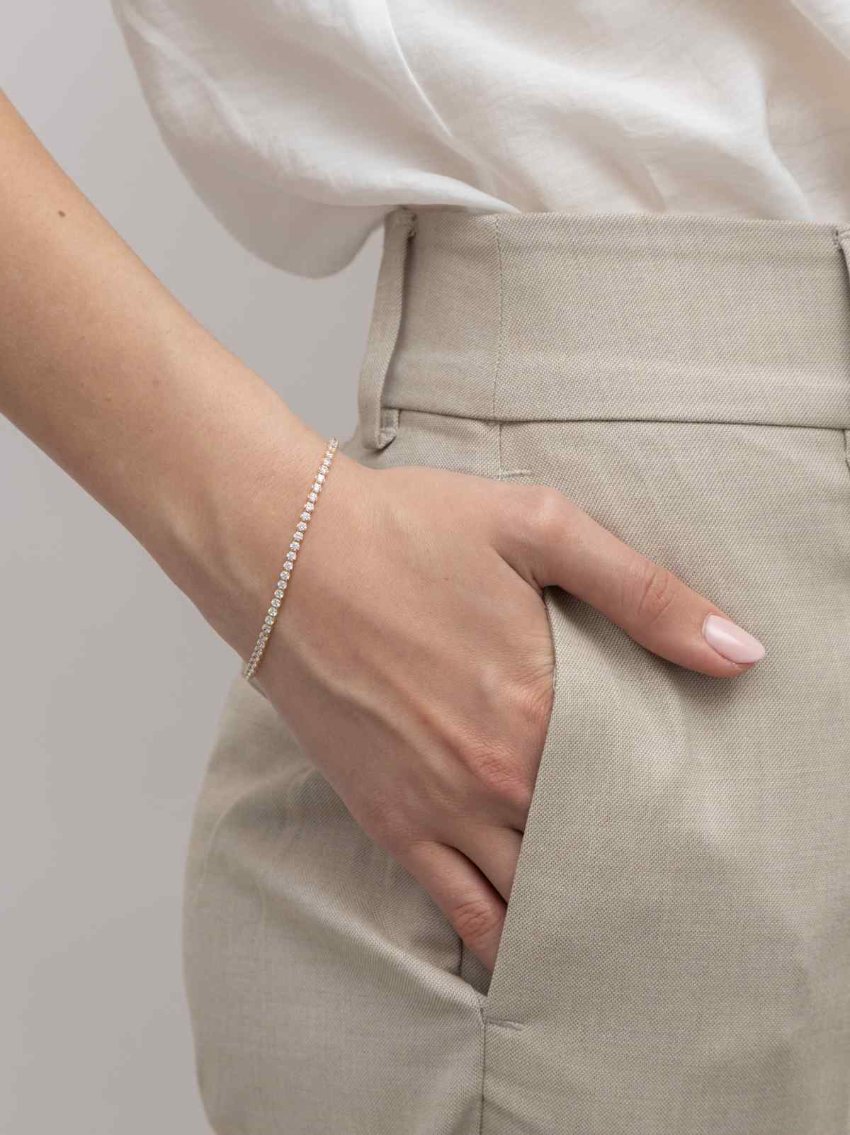 Pulseira de tenis banhada a ouro com zircónias - Image 3