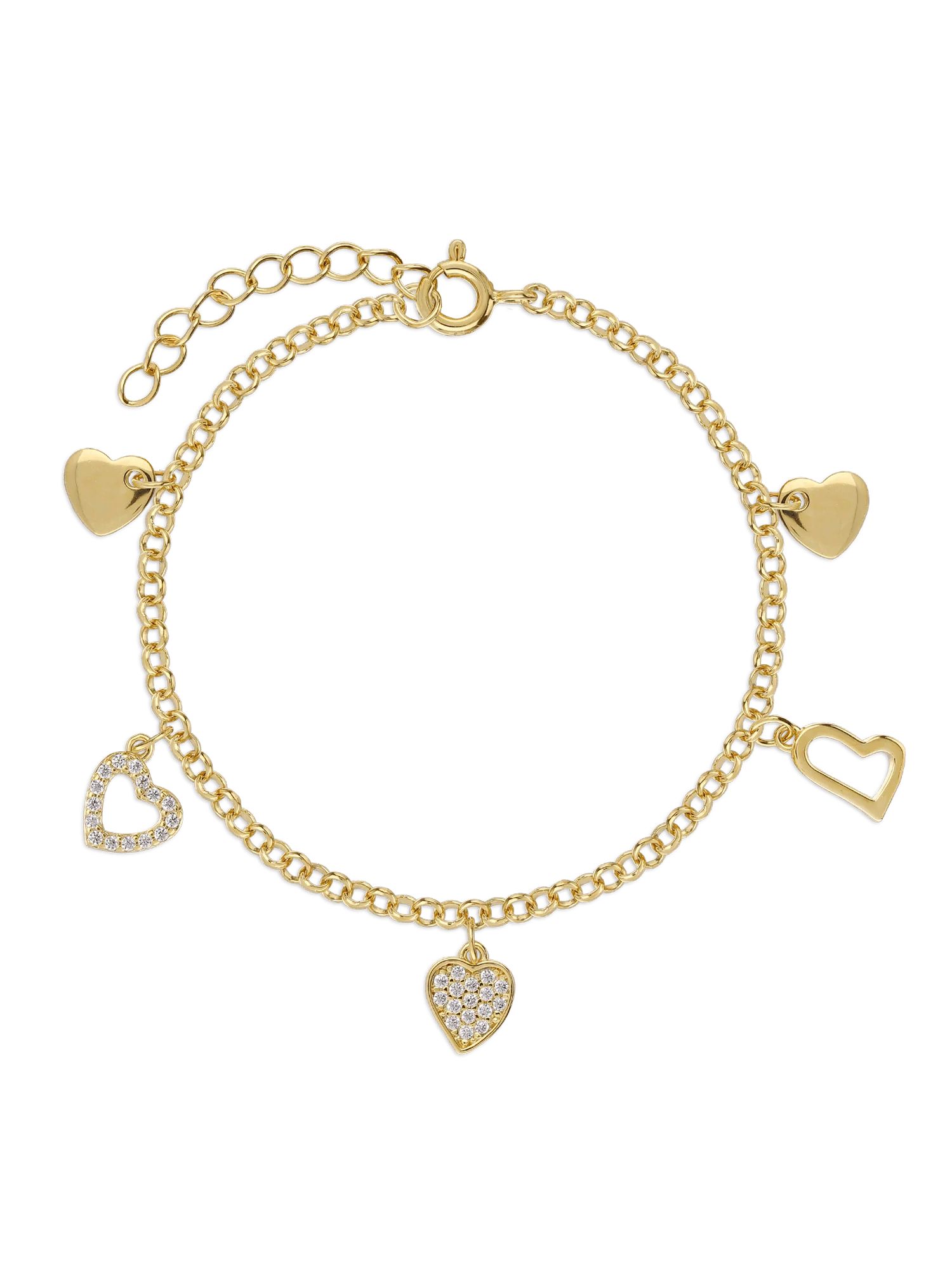Pulseira corações em prata 925 com zircónias
