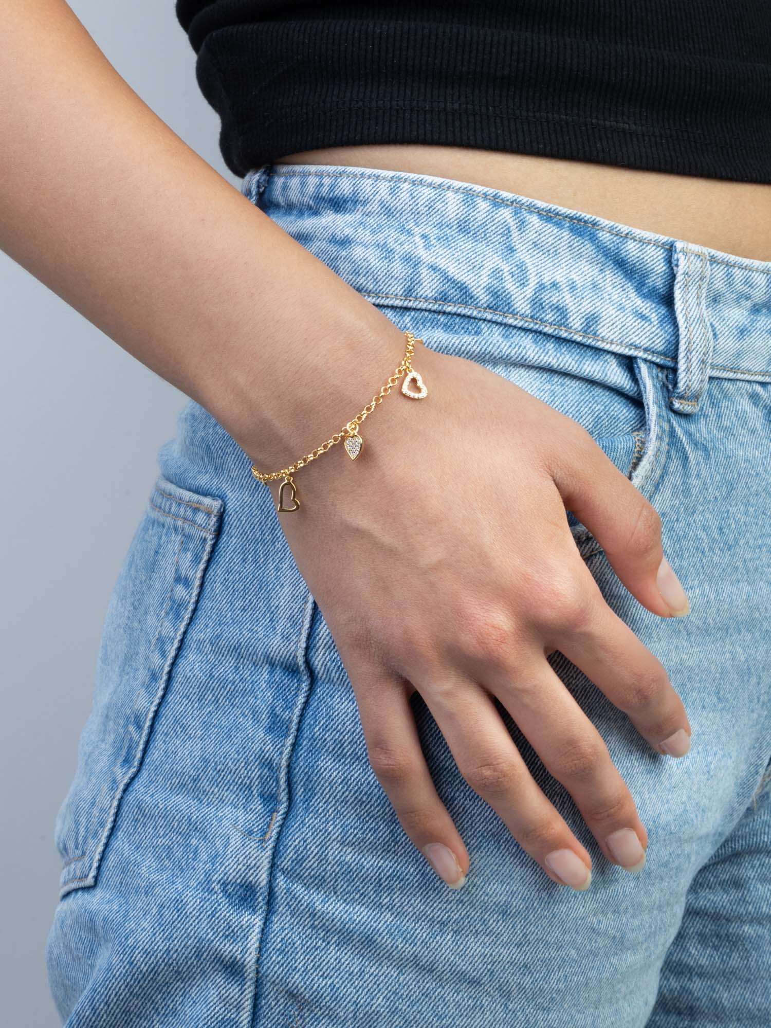 Pulseira corações em prata 925 com zircónias - Image 2