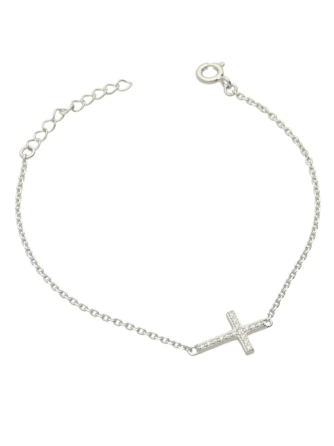 Pulseira delicada em prata 925 com cruz e zircónia - Image 2