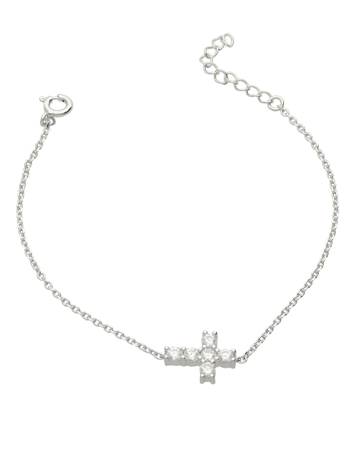 Pulseira delicada em prata 925 com zircônia e cruz - Image 2