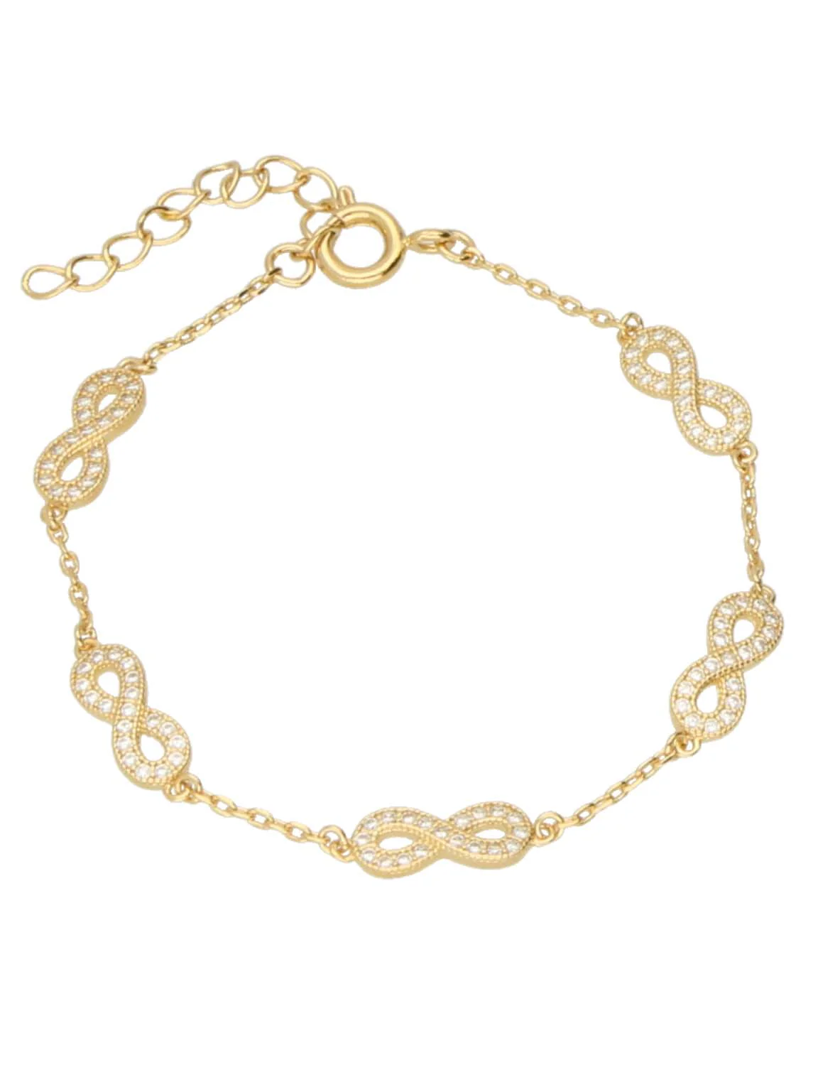 Pulseira delicada banhada a ouro com zircónia infinito