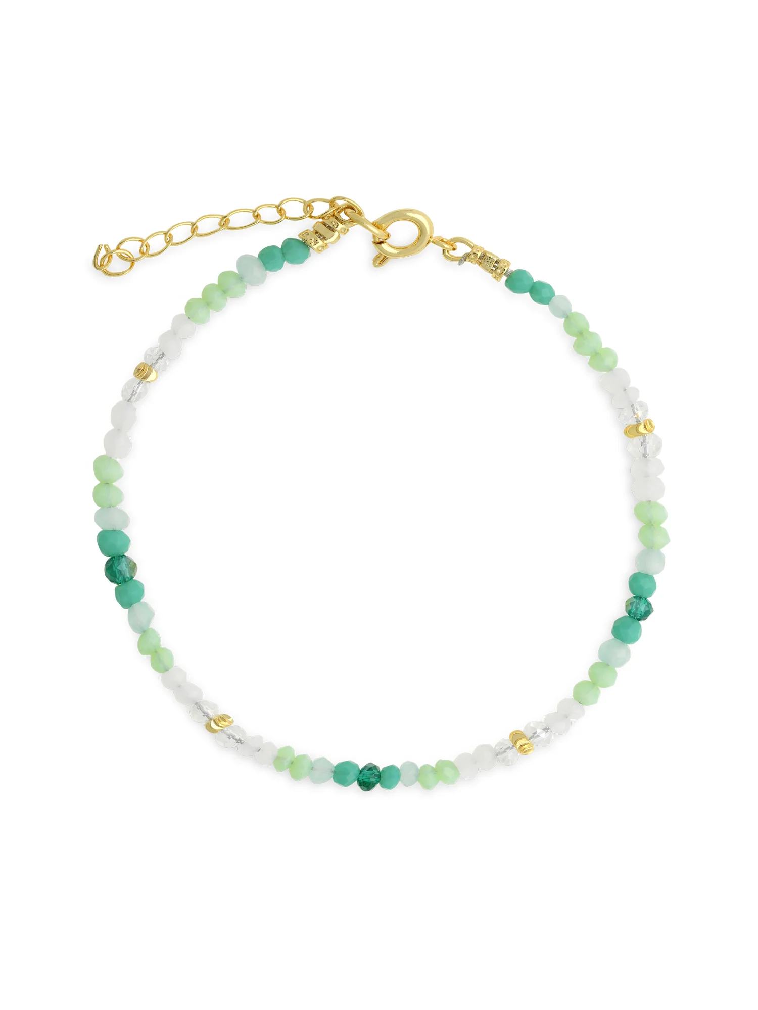 Pulseira delicada banhada a ouro com vidro cristal
