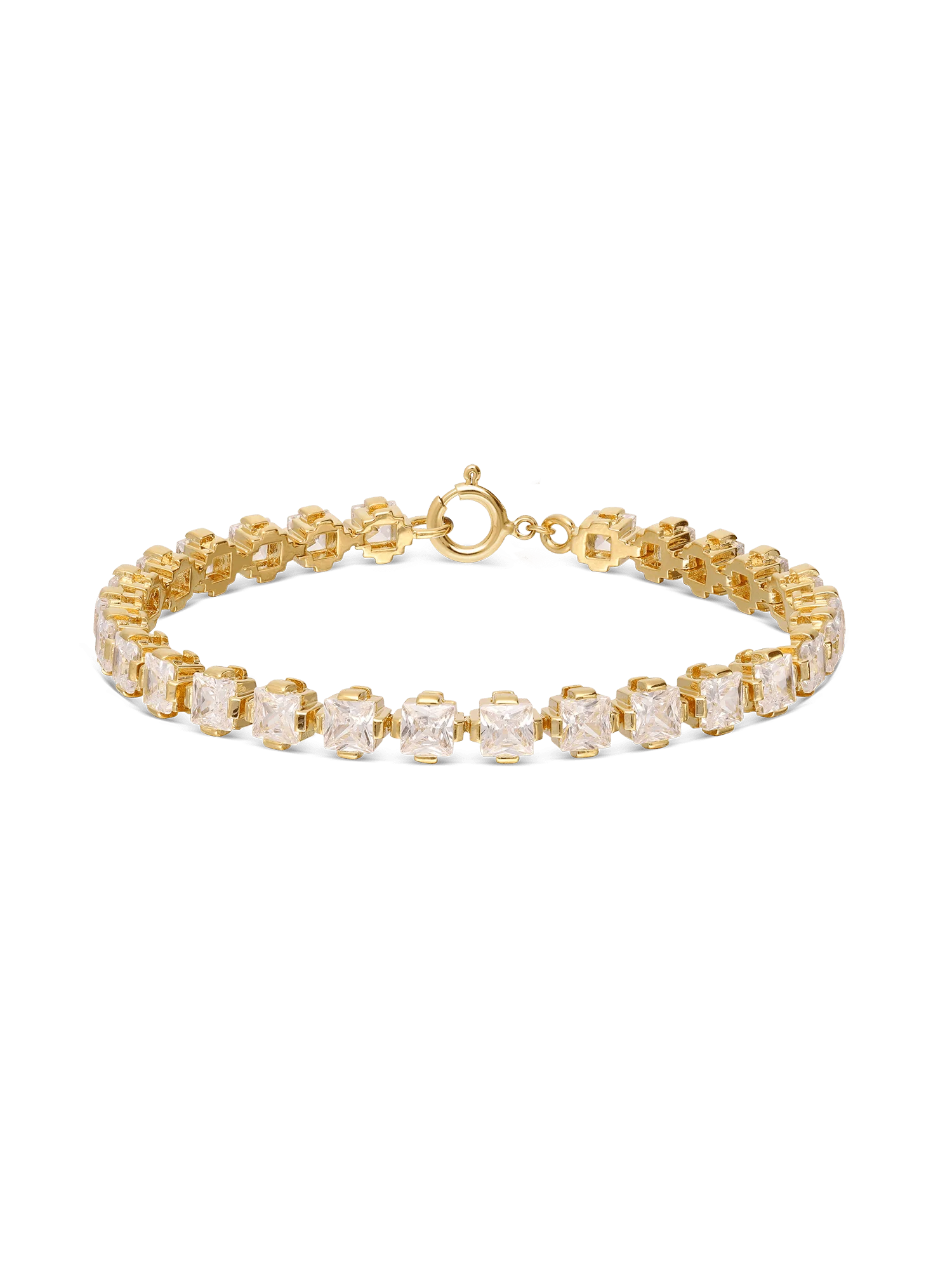 Pulseira de ténis banhada a ouro com zircónia