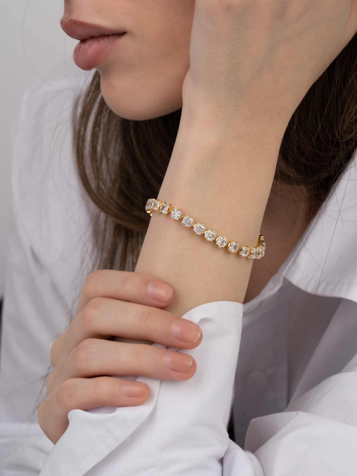 Pulseira de ténis banhada a ouro com zircónia - Image 2