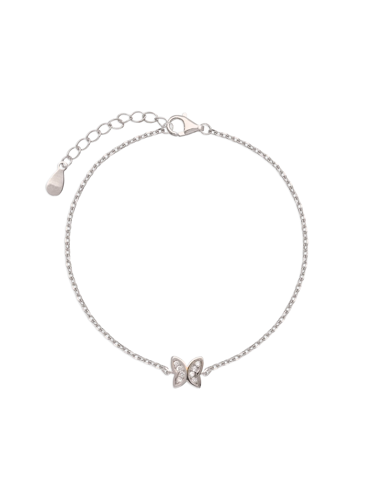 Pulseira borboleta em prata 925 com zircónias