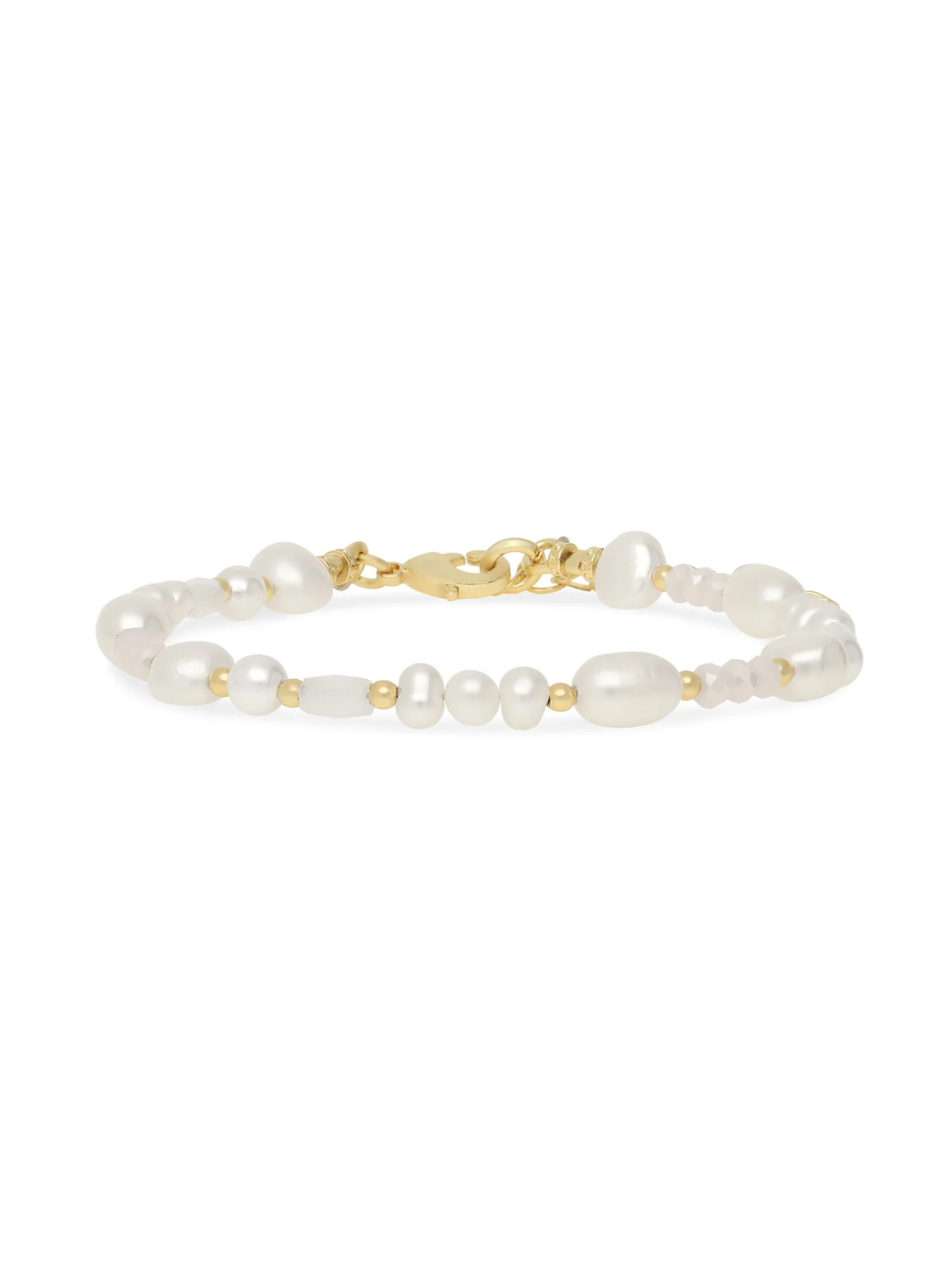 Pulseira delicada banhada a ouro com pérolas