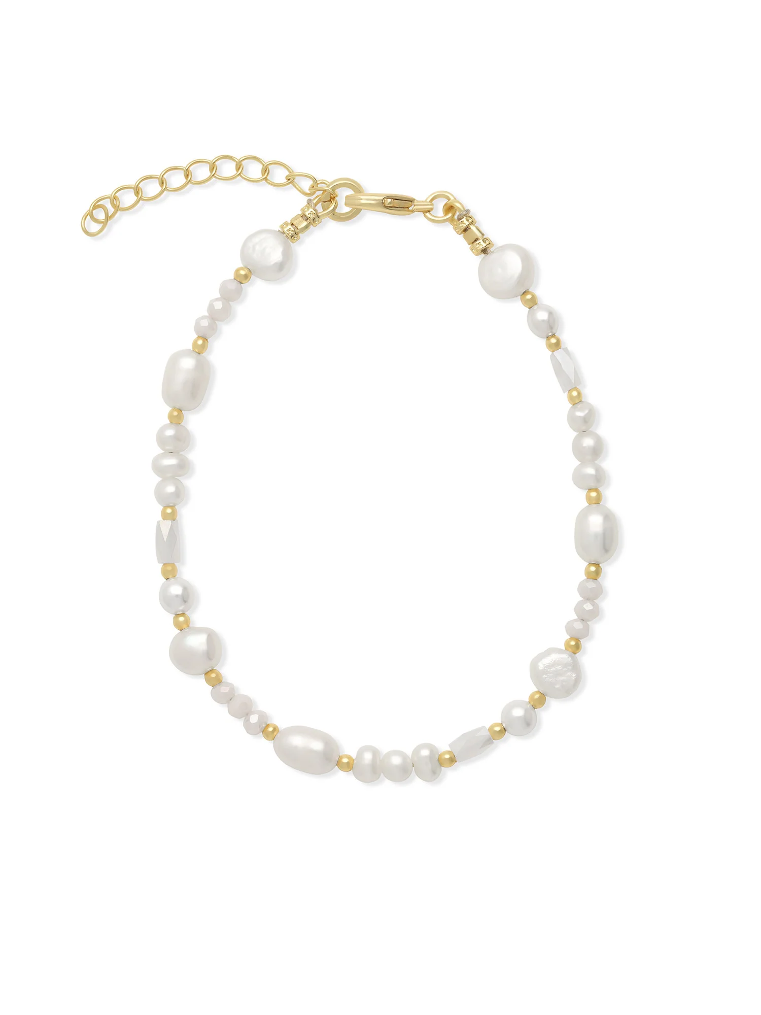 Pulseira delicada banhada a ouro com pérolas - Image 2