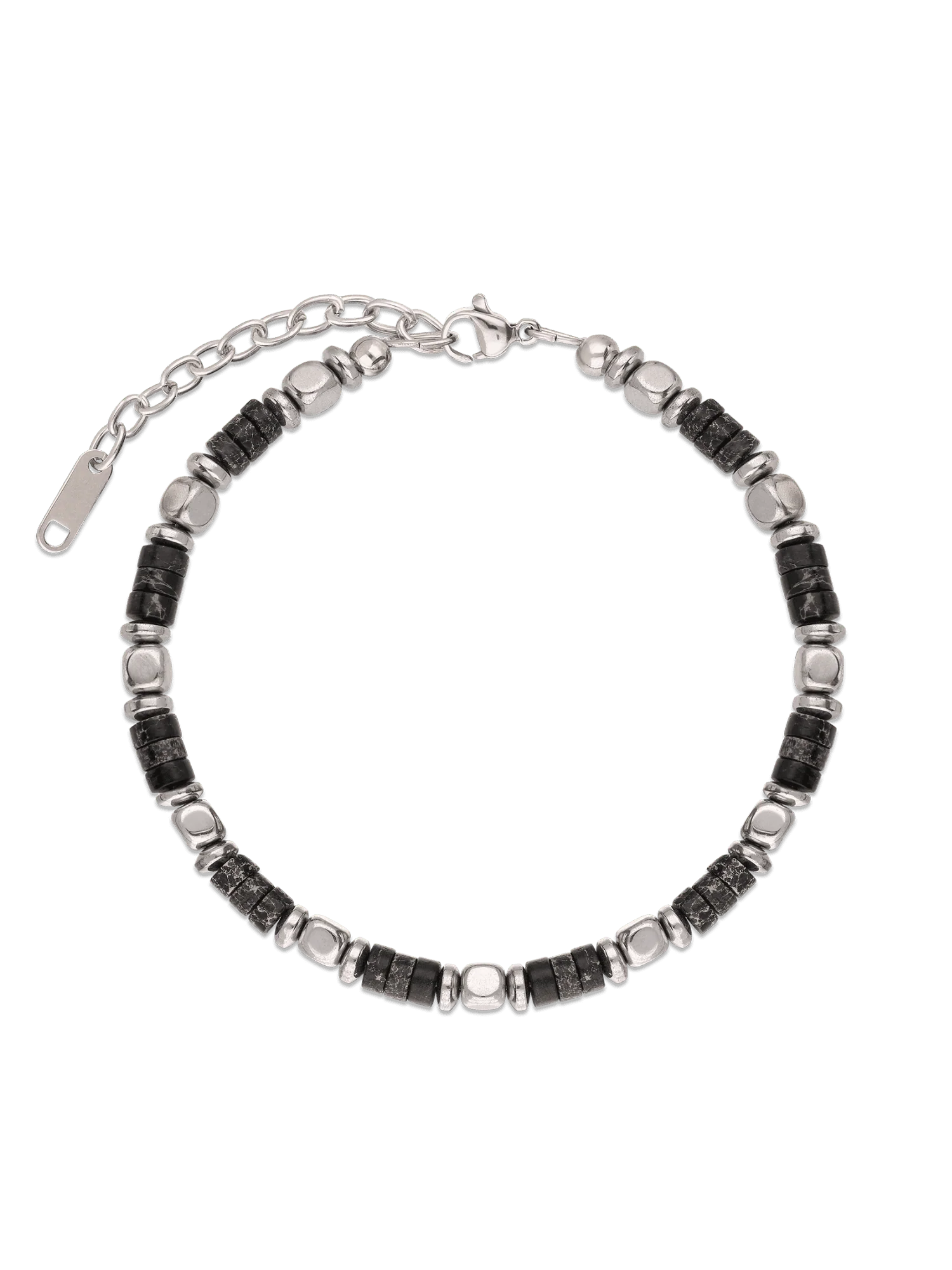 Pulseira masculina em aço inoxidável e lolita preto - Image 2