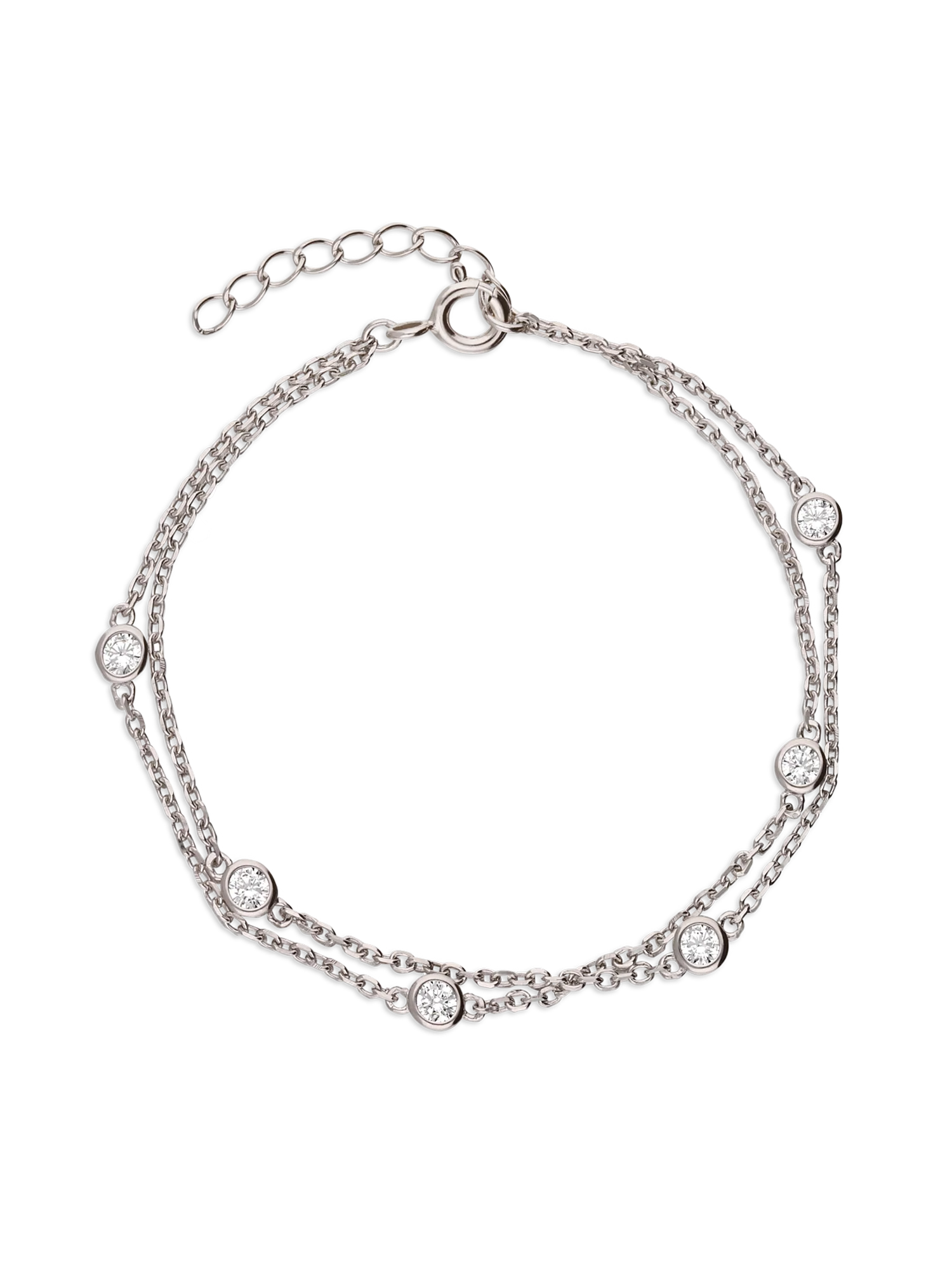 Pulseira dupla em prata 925 com zircónias