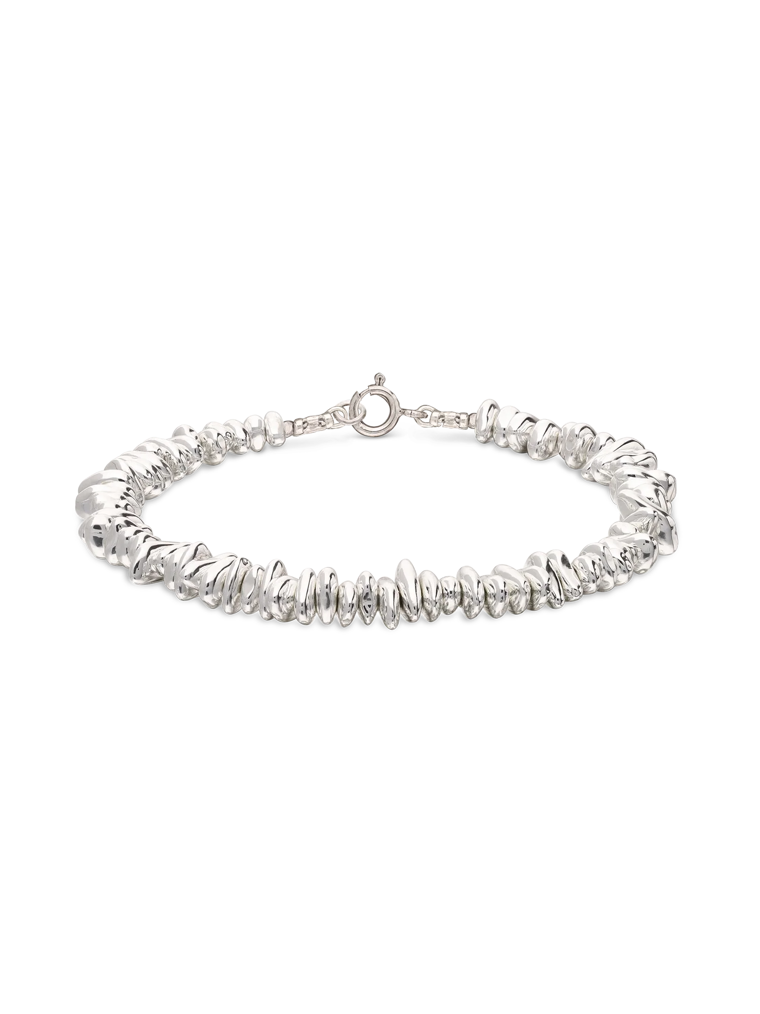 Pulseira em prata 925 com pedras de hematita com metais e hematite