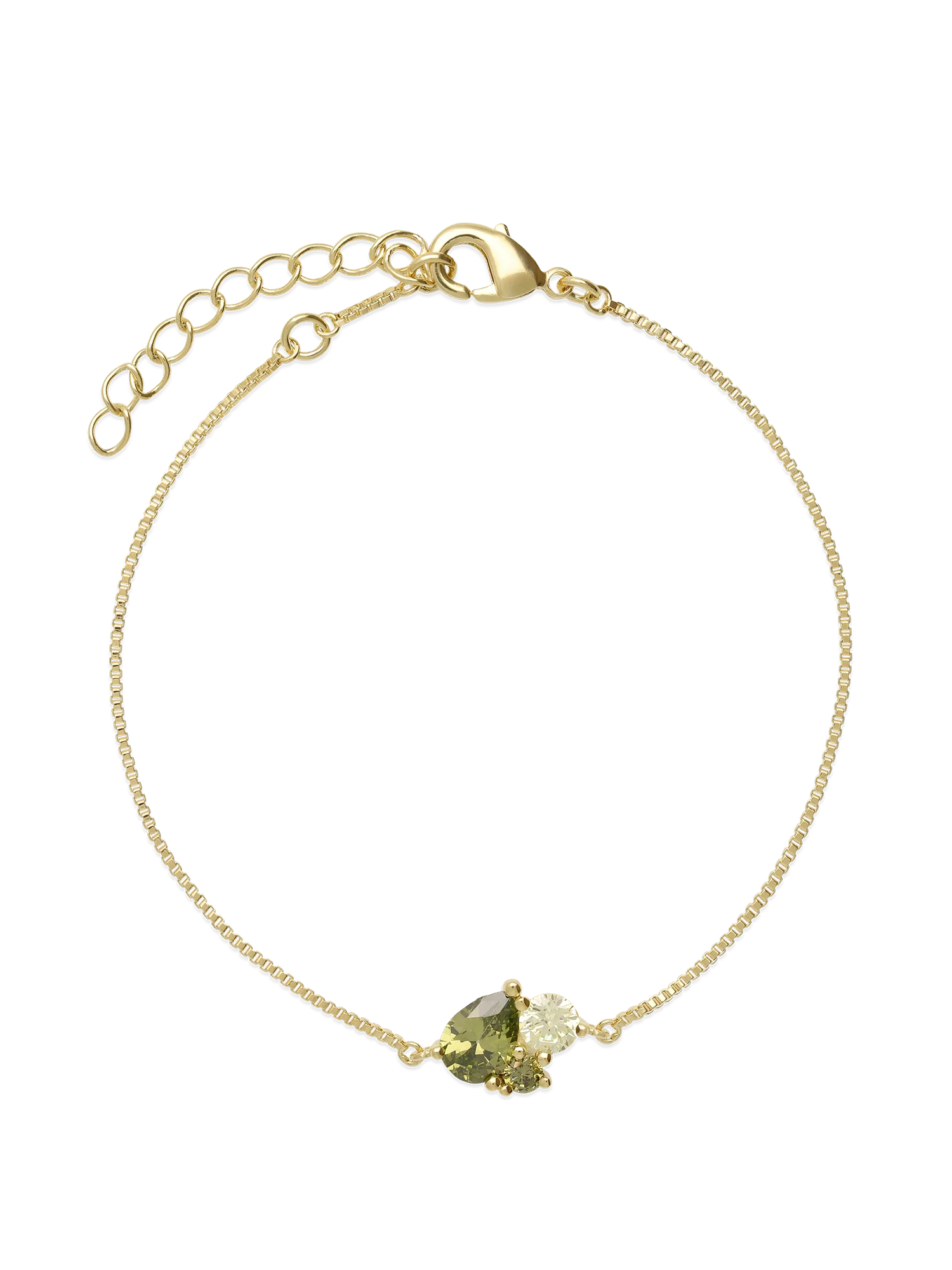 Pulseira banhada a ouro com zircónias verdes