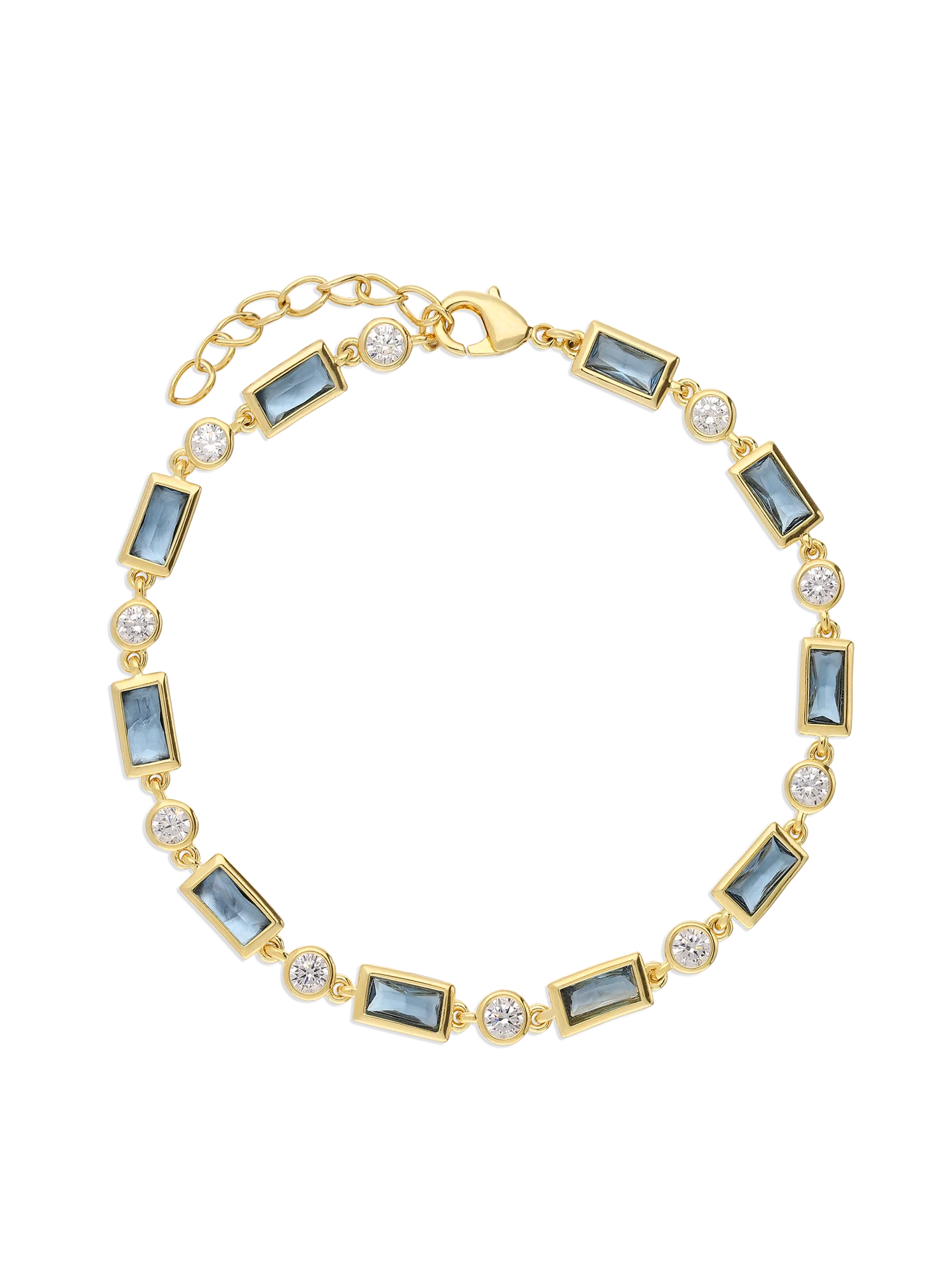 Pulseira banhada a ouro com zircónia azul