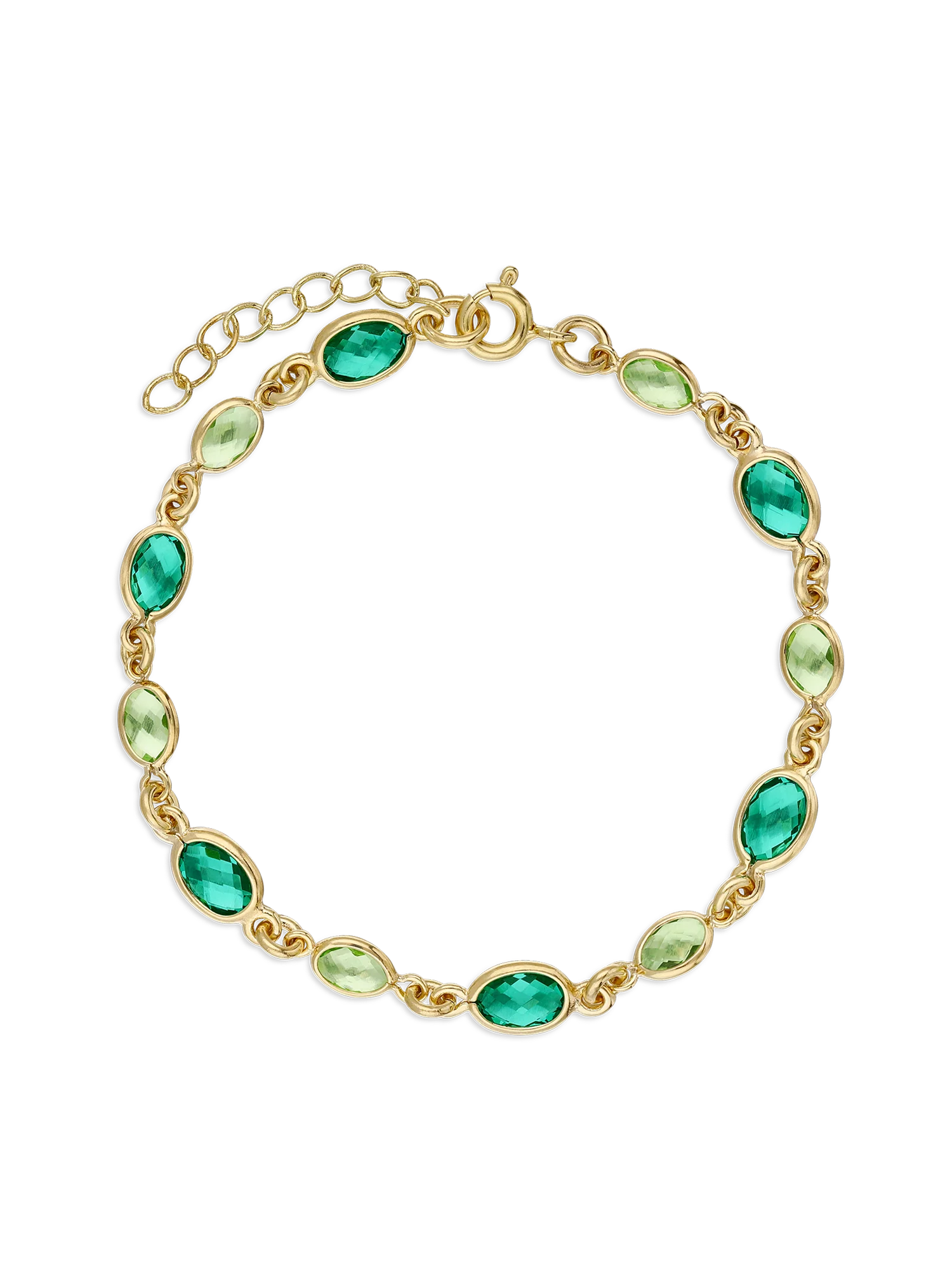 Pulseira banhada a ouro com cristais verdes