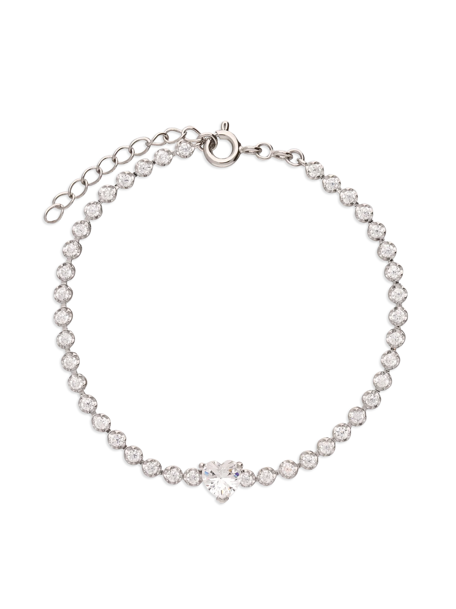 Pulseira coração em prata 925 coração e zircónia