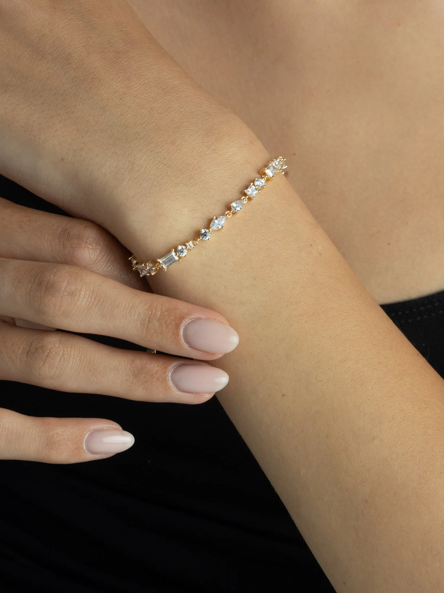 Pulseira banhada a ouro com zircónias - Image 2