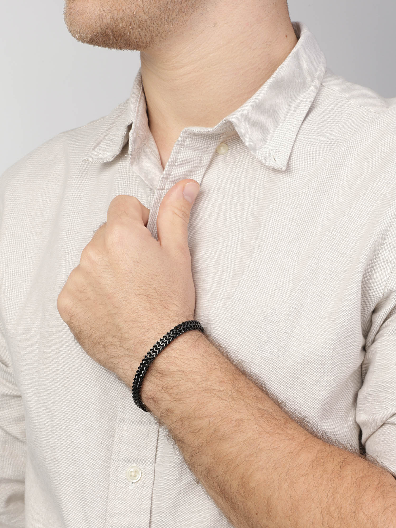 Pulseira masculina em aço inoxidável preto - Image 3