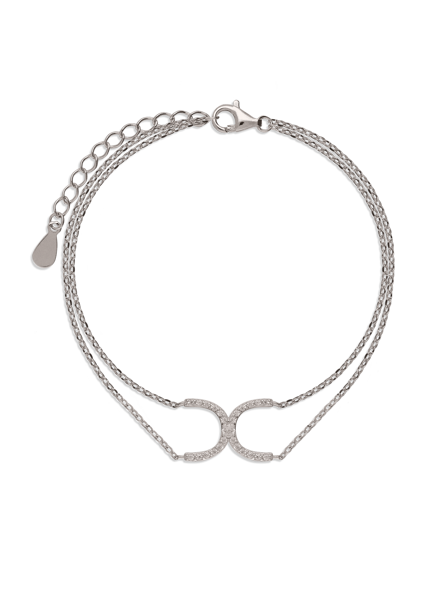 Pulseira dupla em prata 925 com zircónia