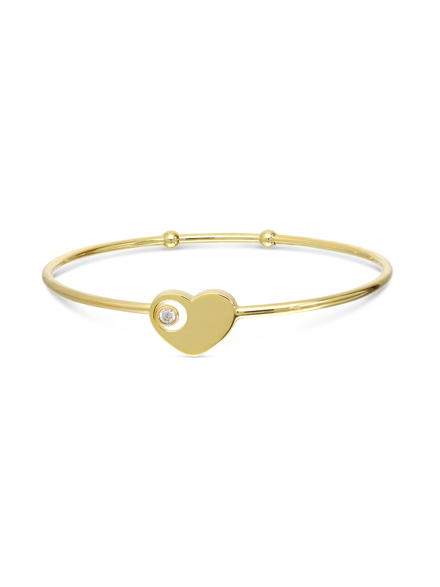 Pulseira rígida coração banhada a ouro com zircónia