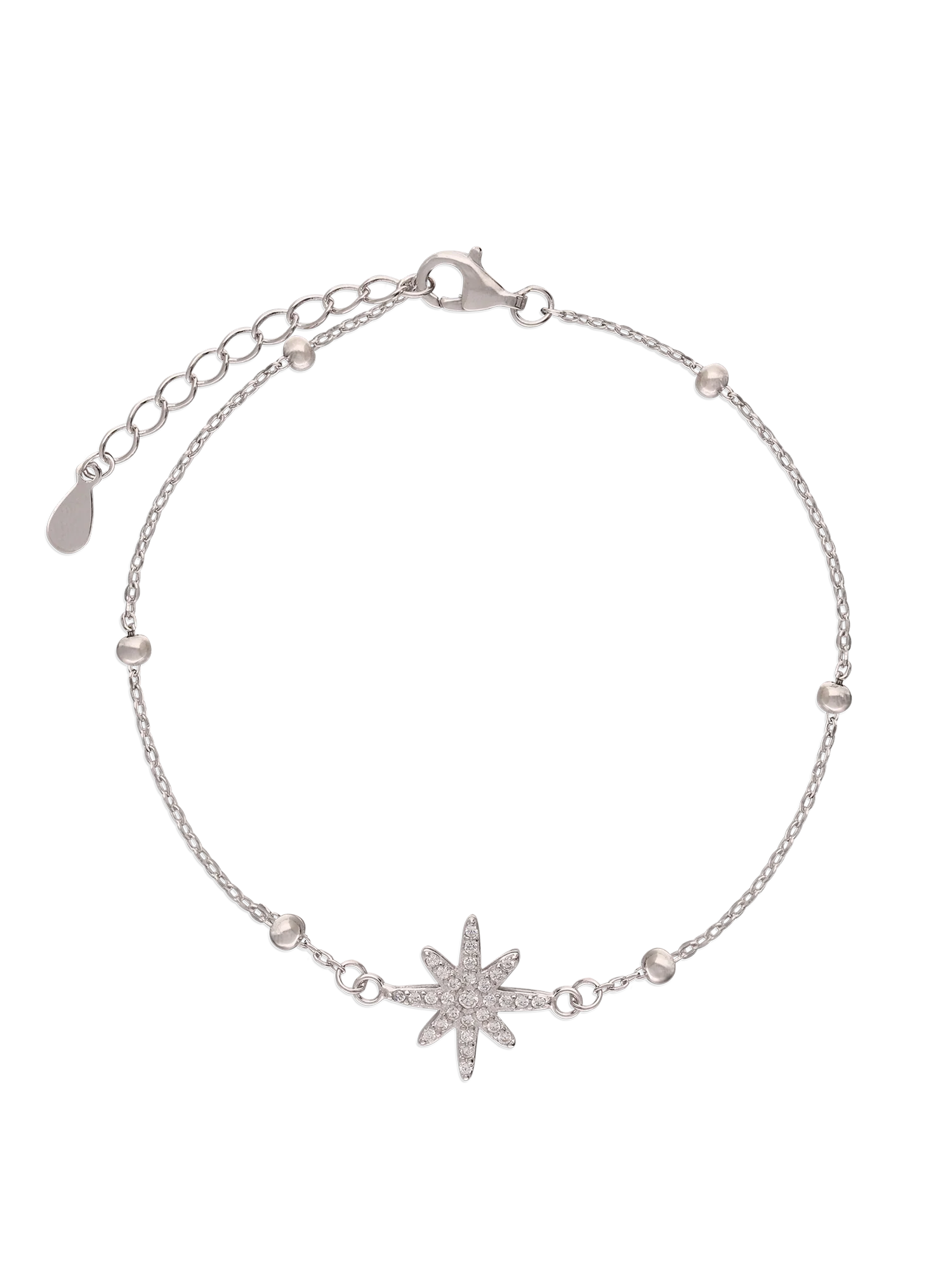 Pulseira estrela em prata 925 com zircónia