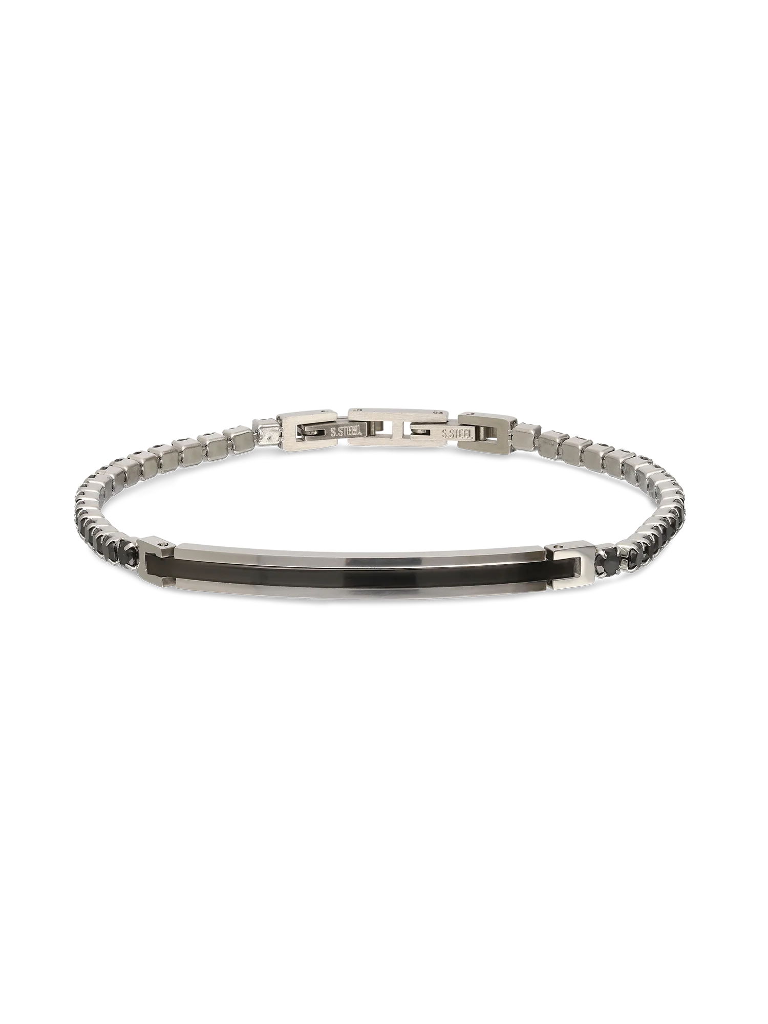 Pulseira Masculina em aço inoxidável com zircónia preto