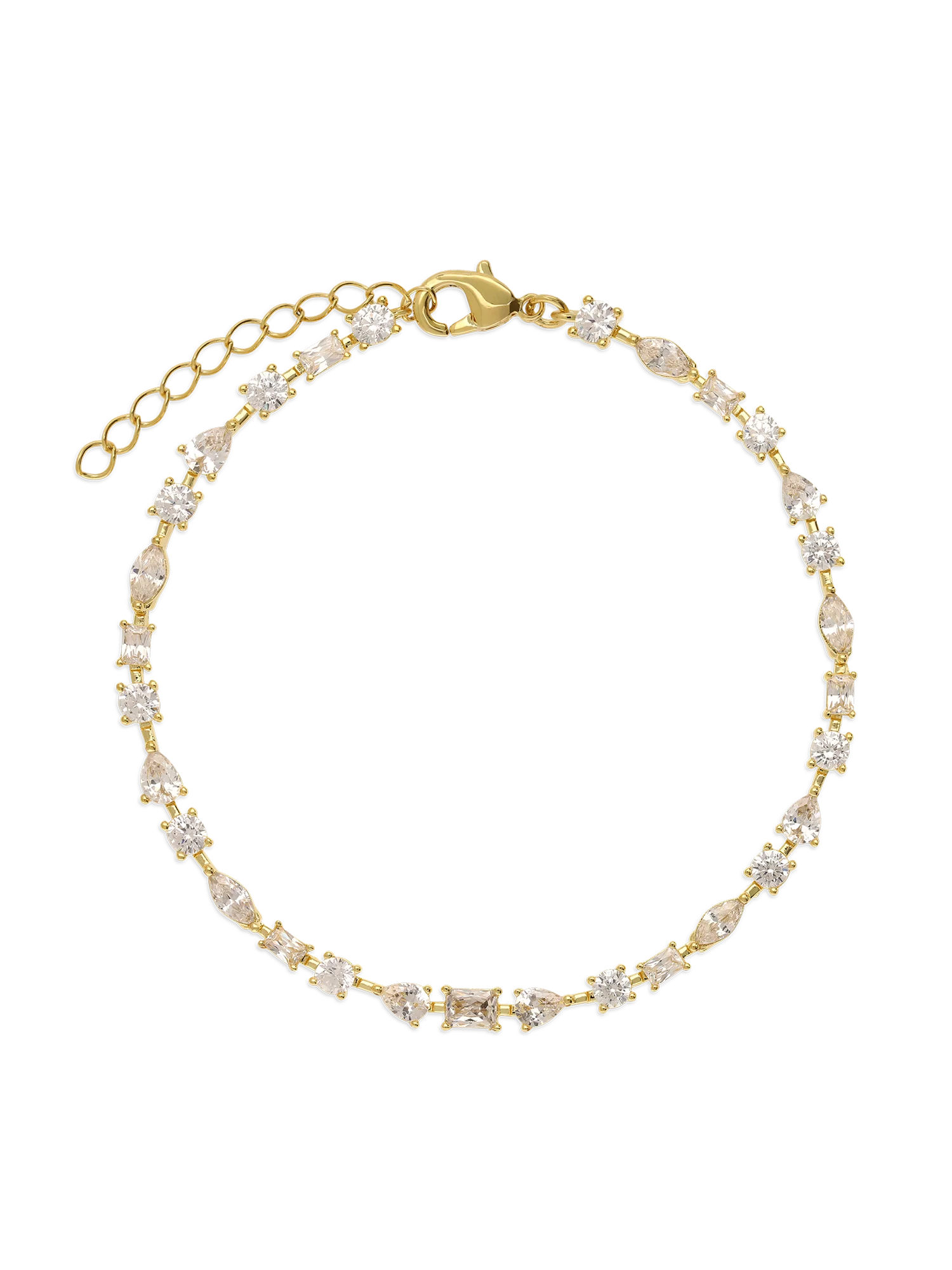 Pulseira delicada banhada a ouro com zircónia