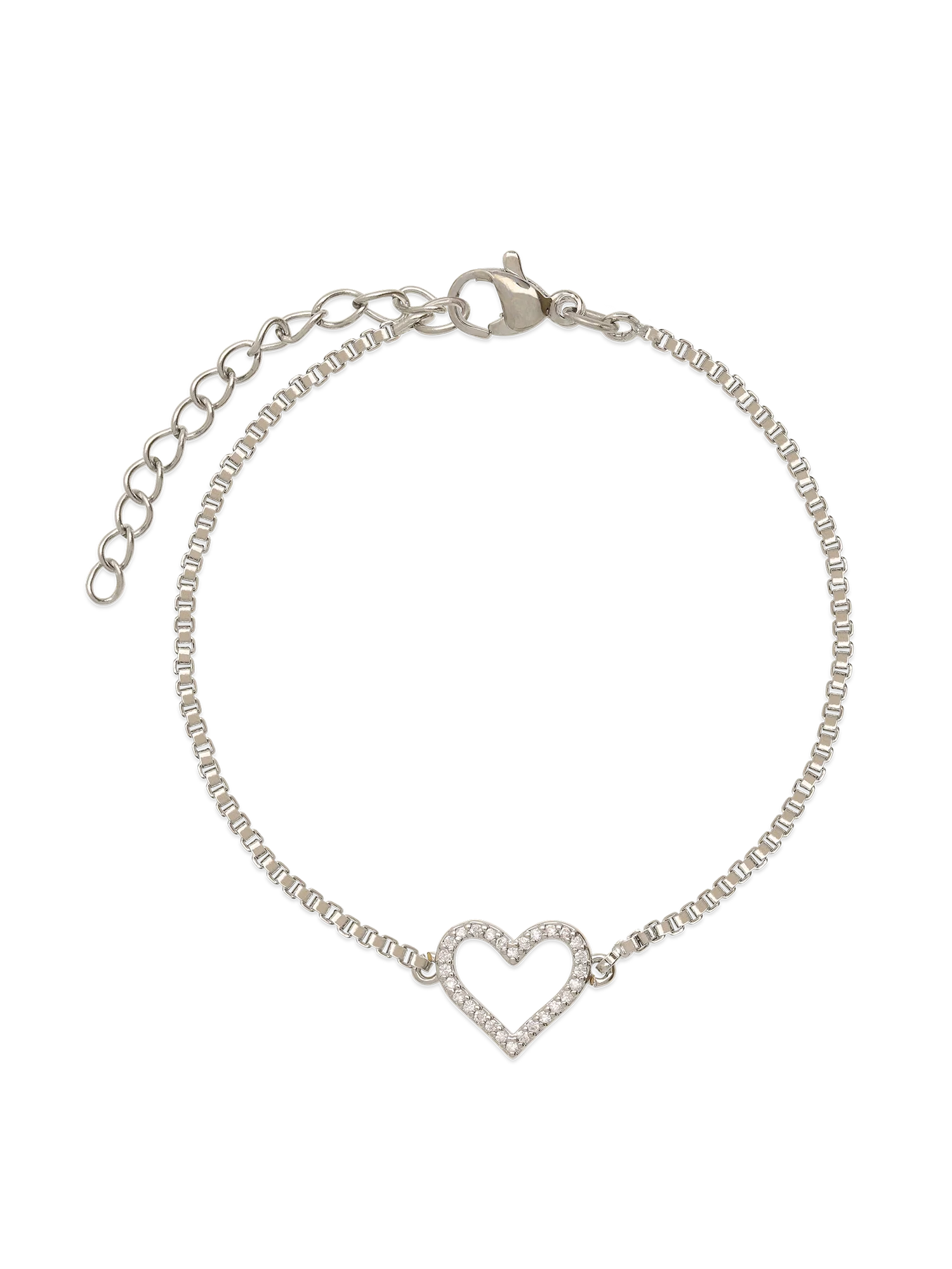 Pulseira coração em aço inoxidável com zircónia