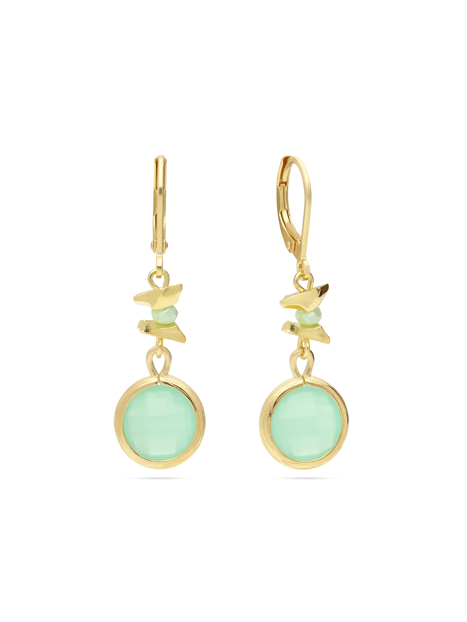 Pendentes banhados a ouro com vidro cristal verde