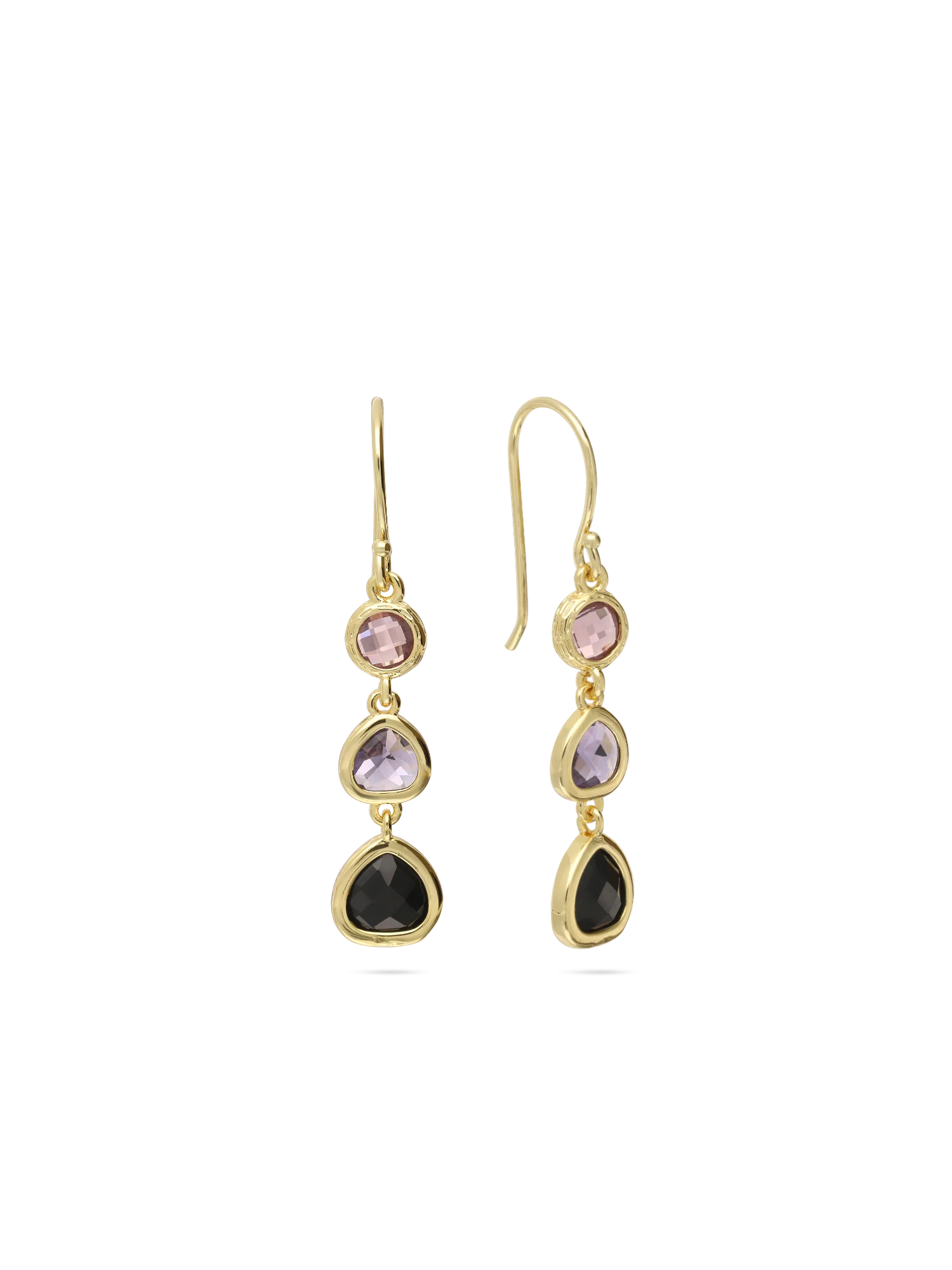Pendentes banhados a ouro com vidro cristal