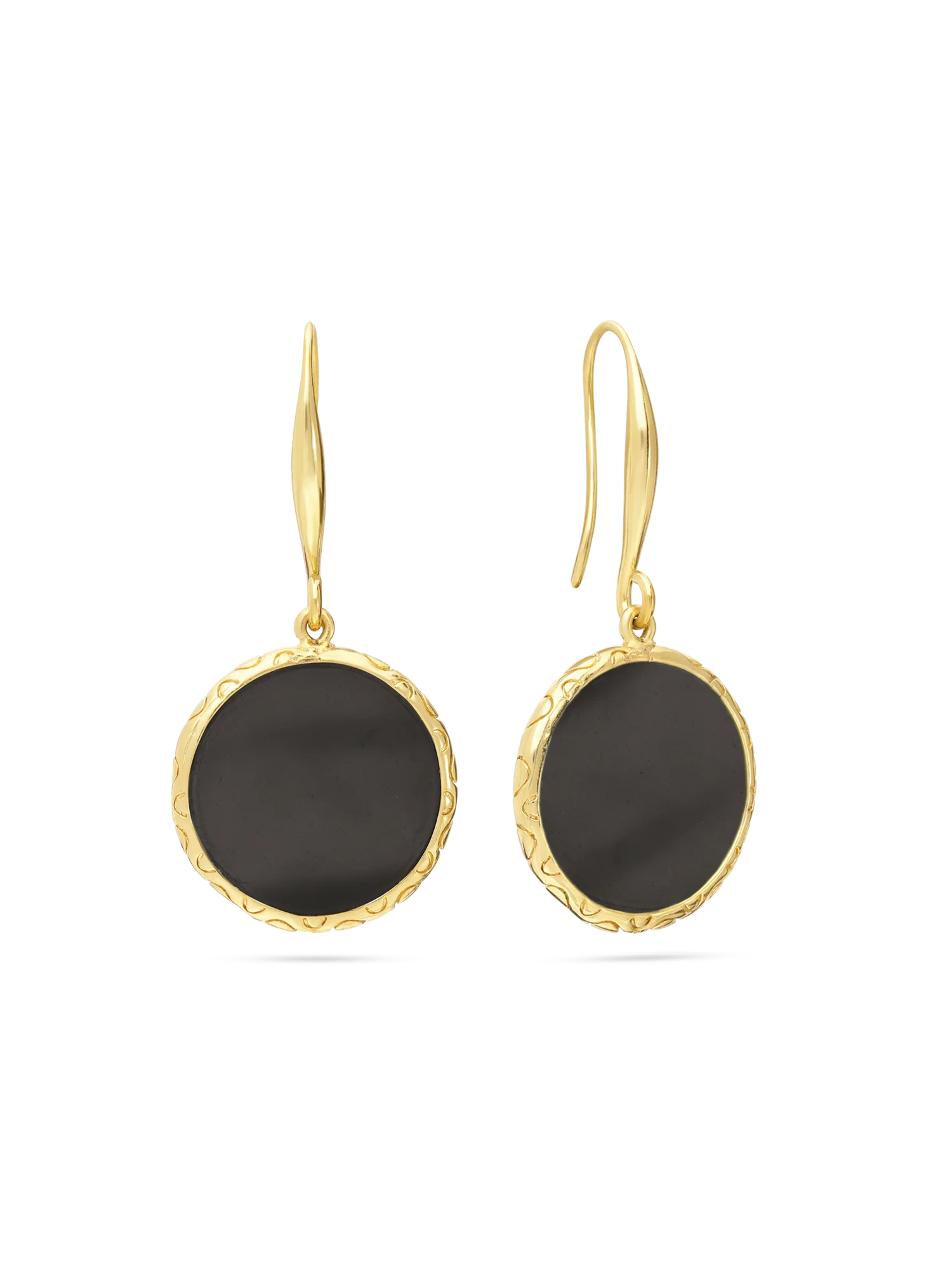 Pendentes banhados a ouro com ágata negra