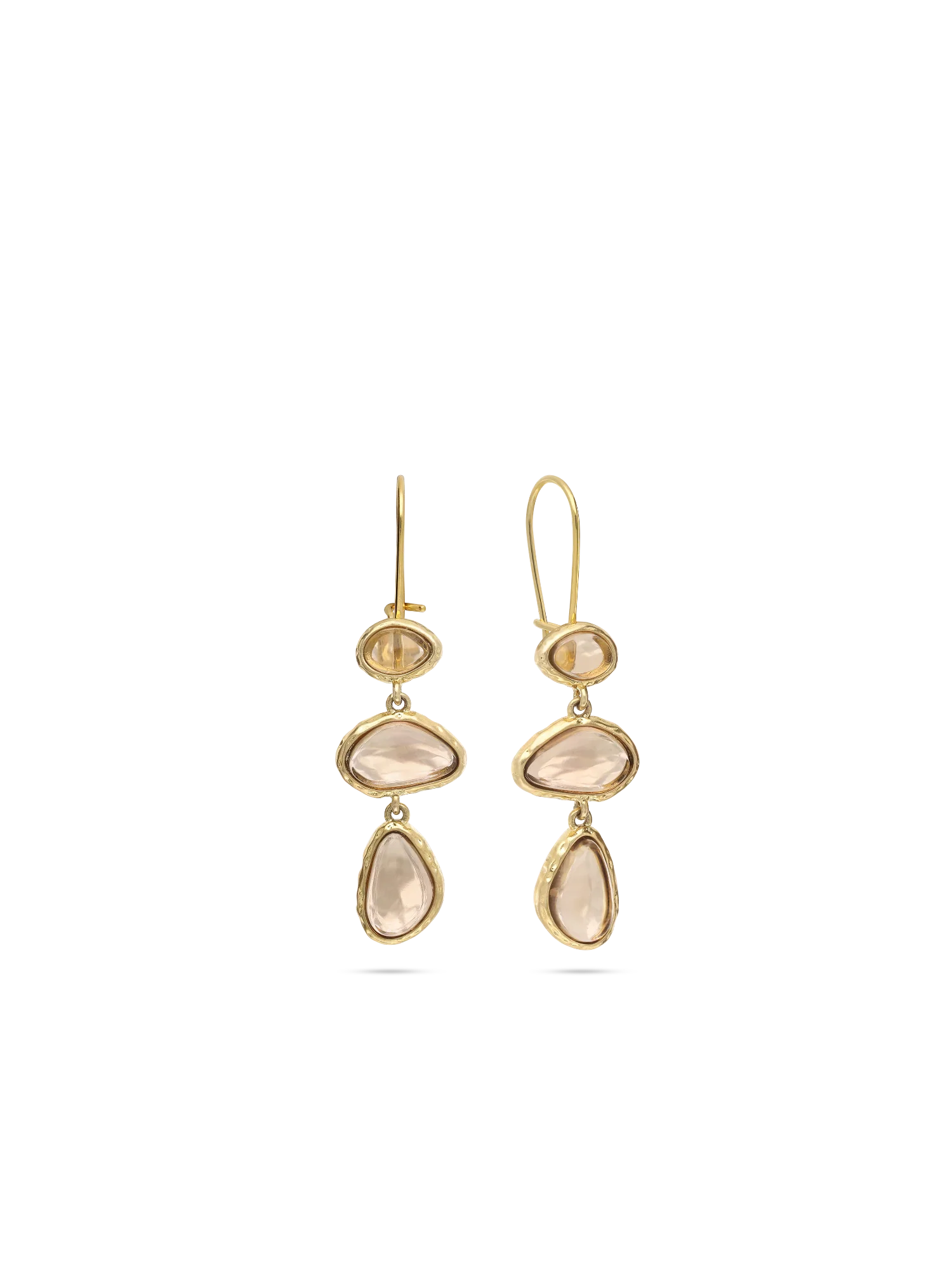 Pendentes banhados a ouro com vidro cristal castanho