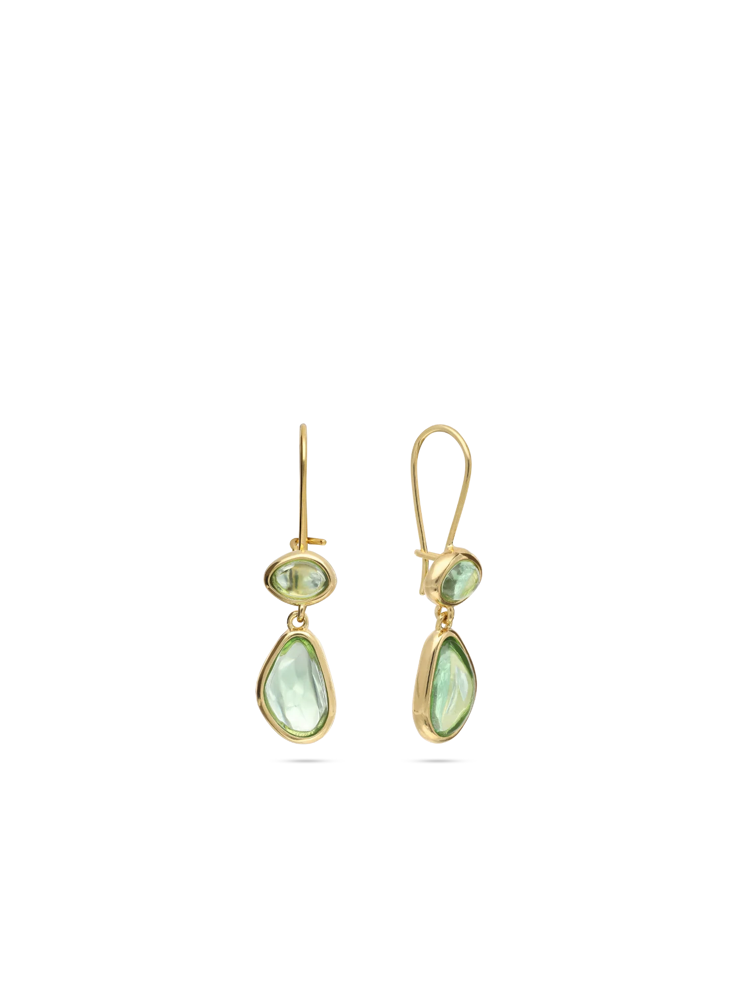 Pendentes banhados a ouro com vidro cristal verde