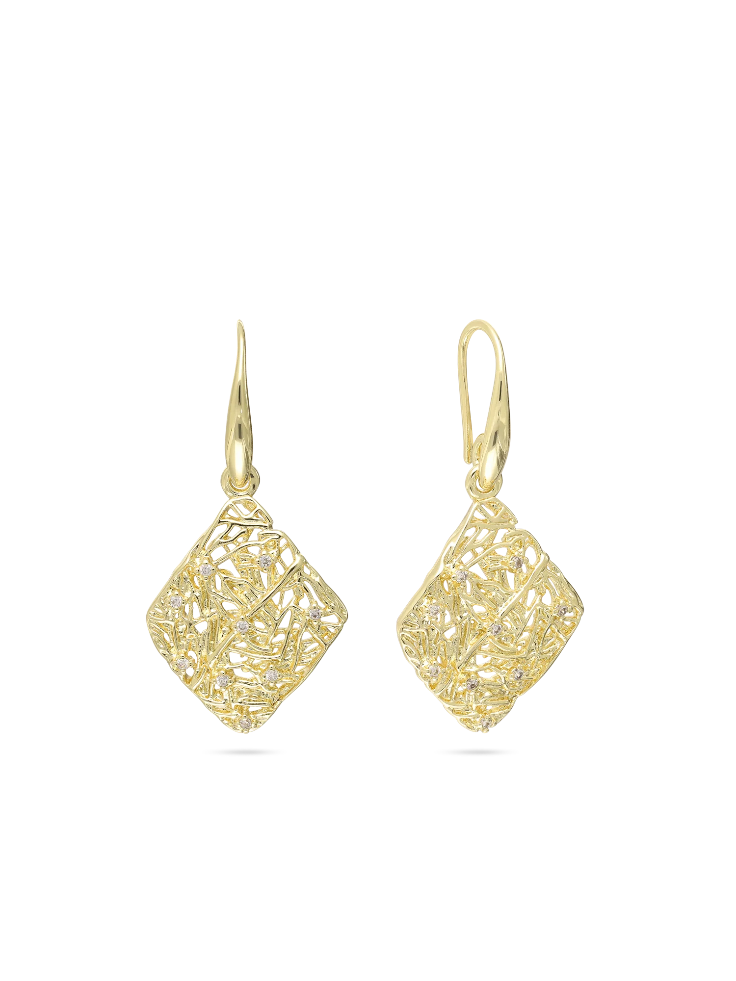 Pendentes banhados a ouro com zircónia