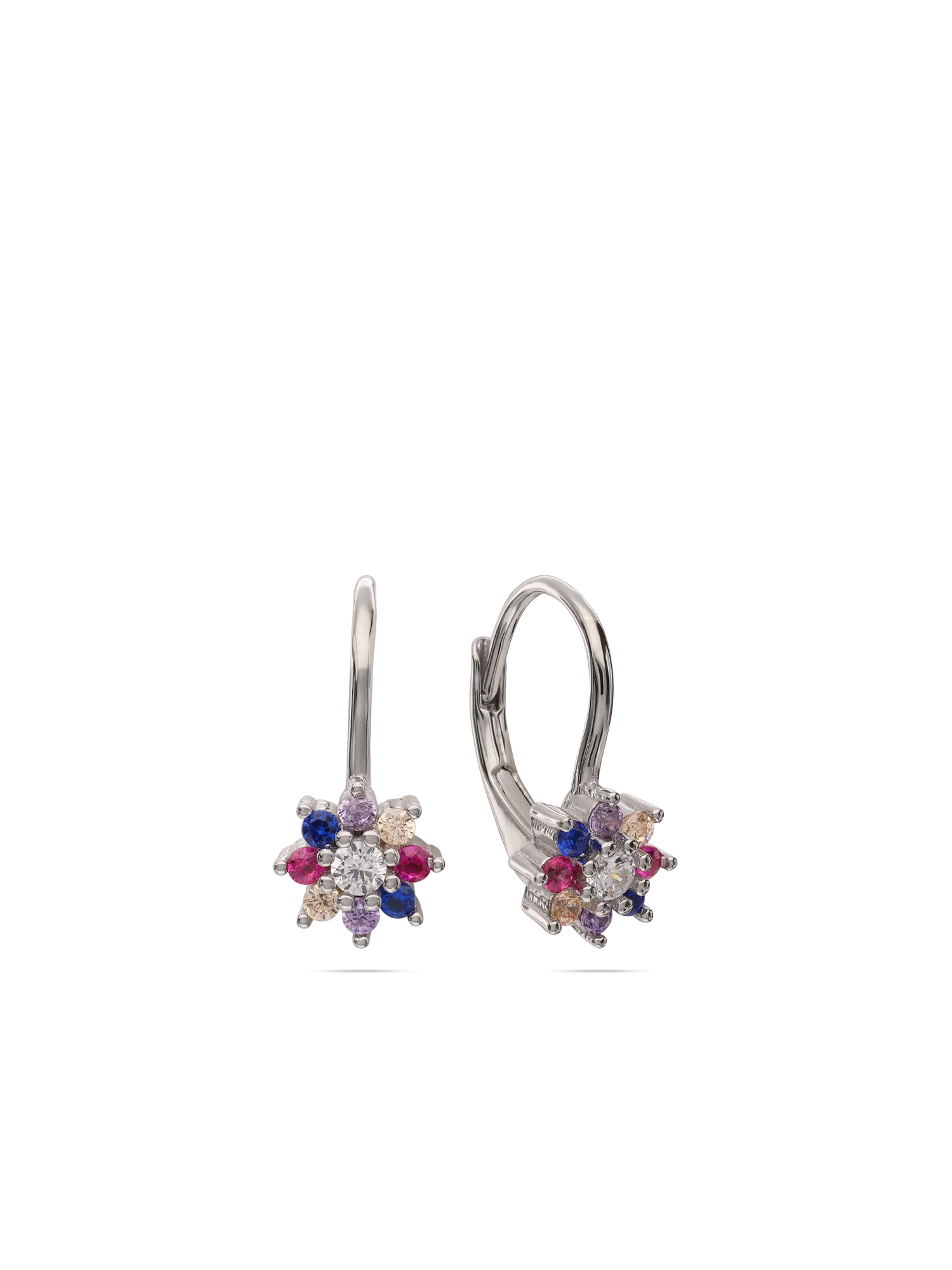 Pendentes flor em prata 925 com zircónia