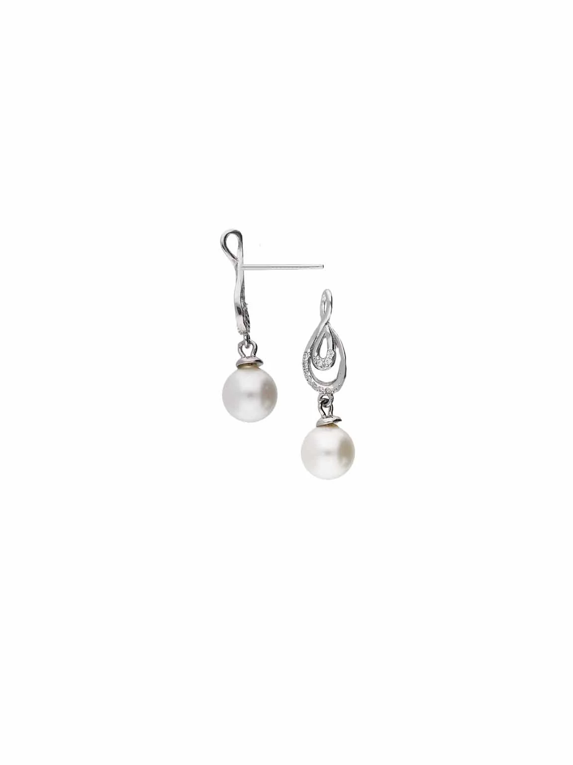 Pendentes em prata 925 com zircónia e pérola - Image 2