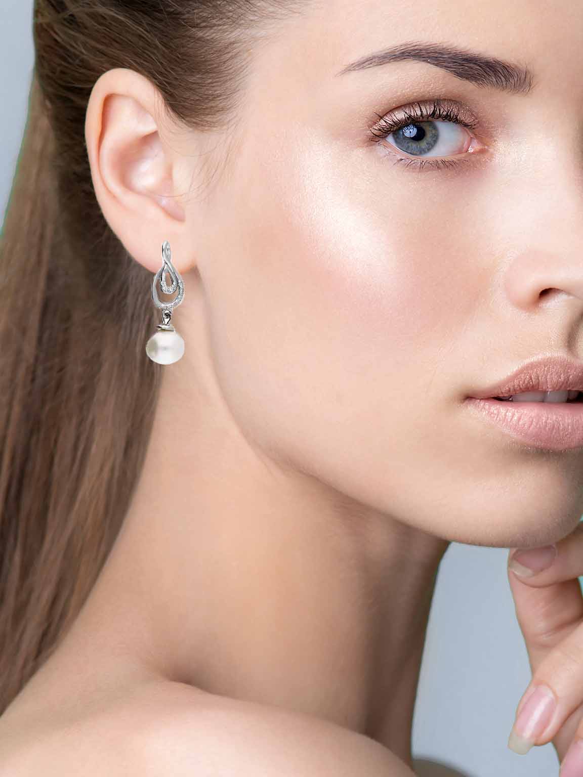Pendentes em prata 925 com zircónia e pérola - Image 3