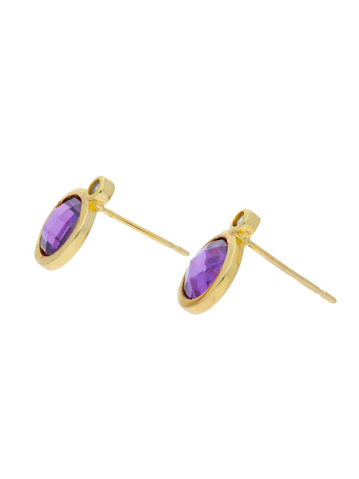 Brincos de placa banhados a ouro com zircónias e ametista violeta - Image 2