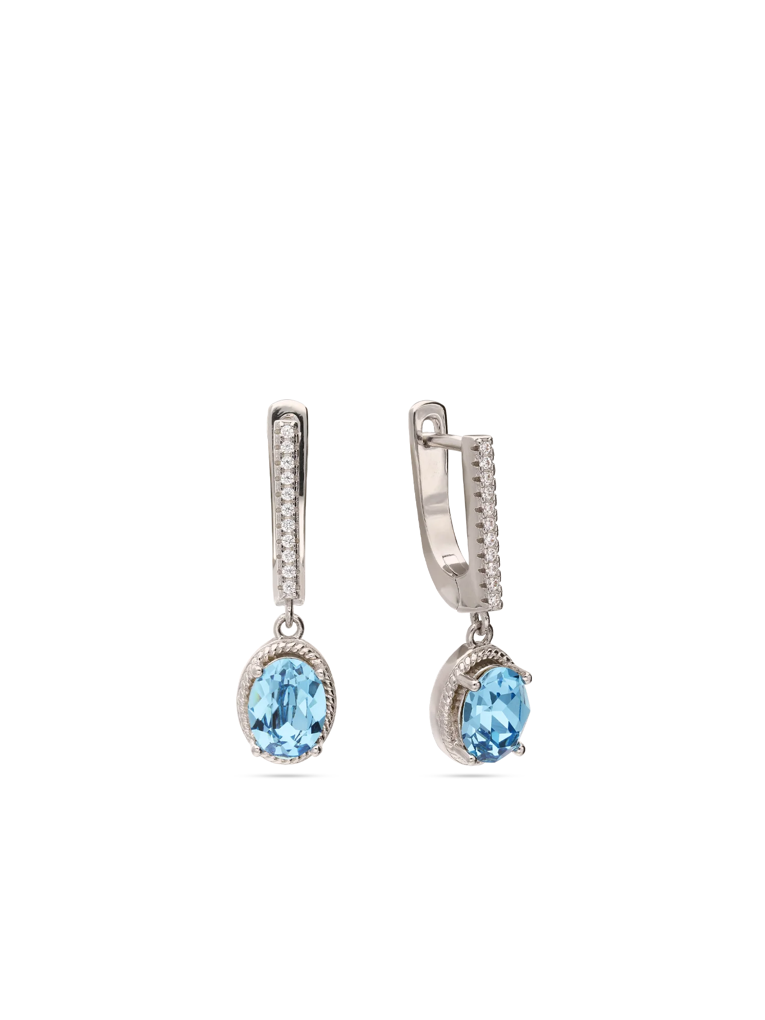 Pendentes em prata 925 com zircónia e cristal swarovski azul