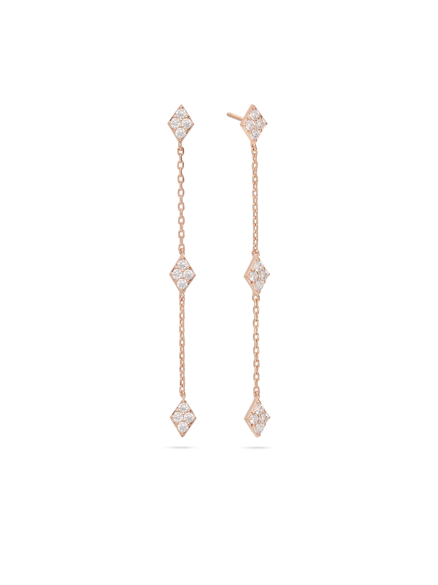 Pendentes banhados a ouro rosa com zircónia