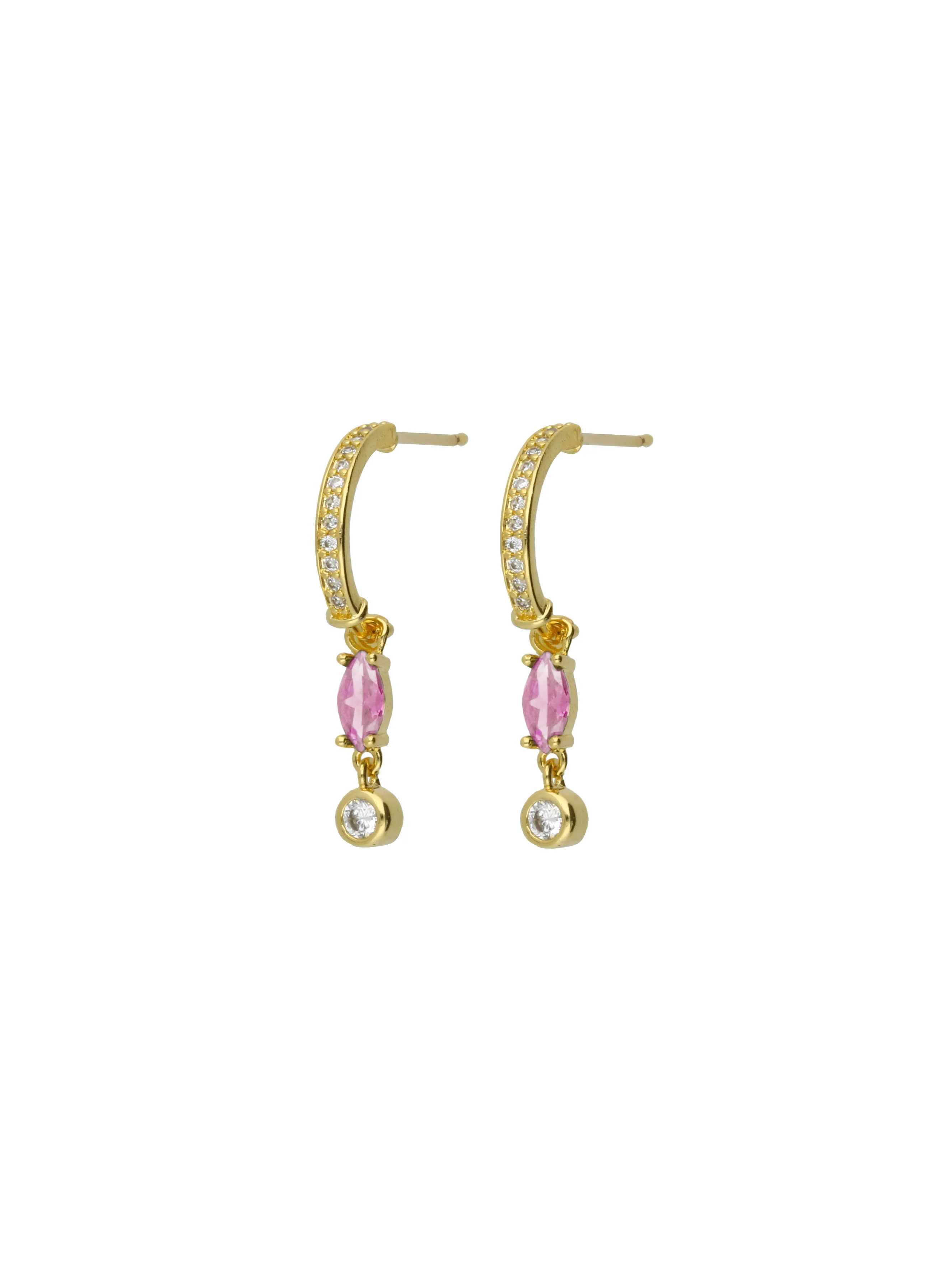 Argolas banhadas a ouro com zircónia rosa