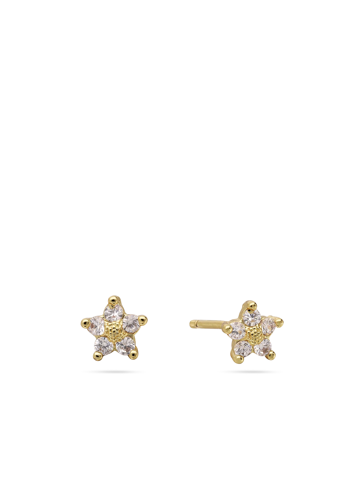 Brincos de placa flor banhados a ouro com zircónia