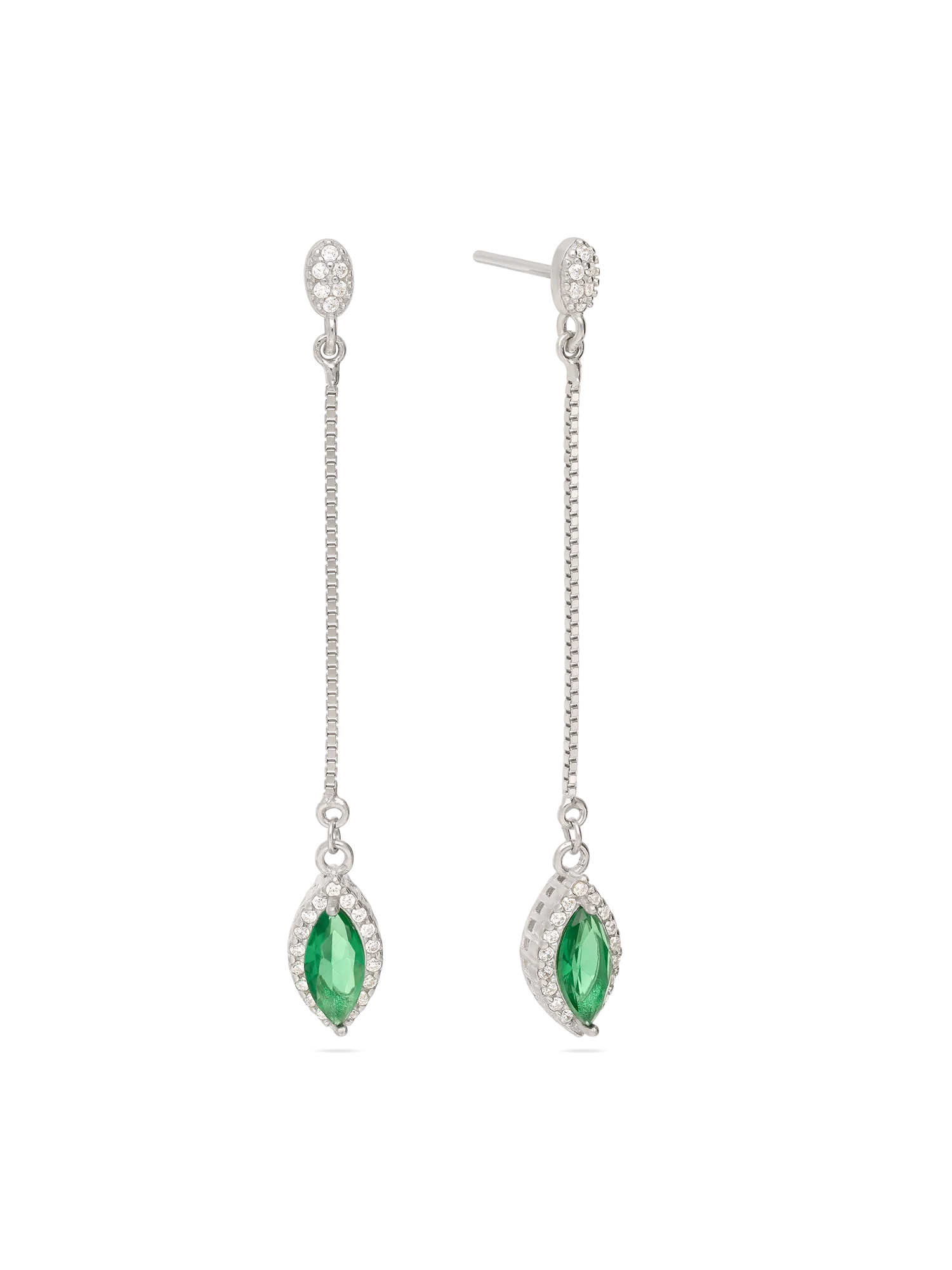 Pendentes em prata 925 com zircónia verde