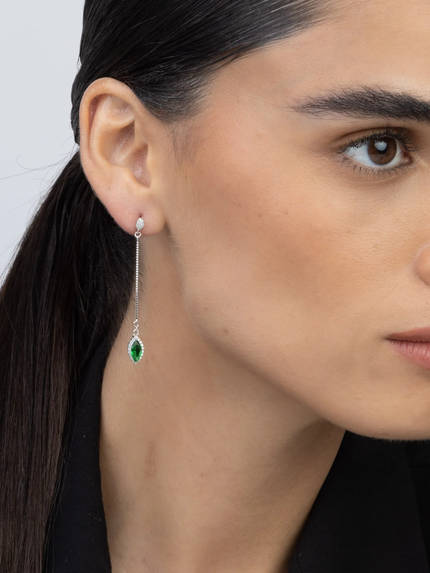 Pendentes em prata 925 com zircónia verde - Image 2