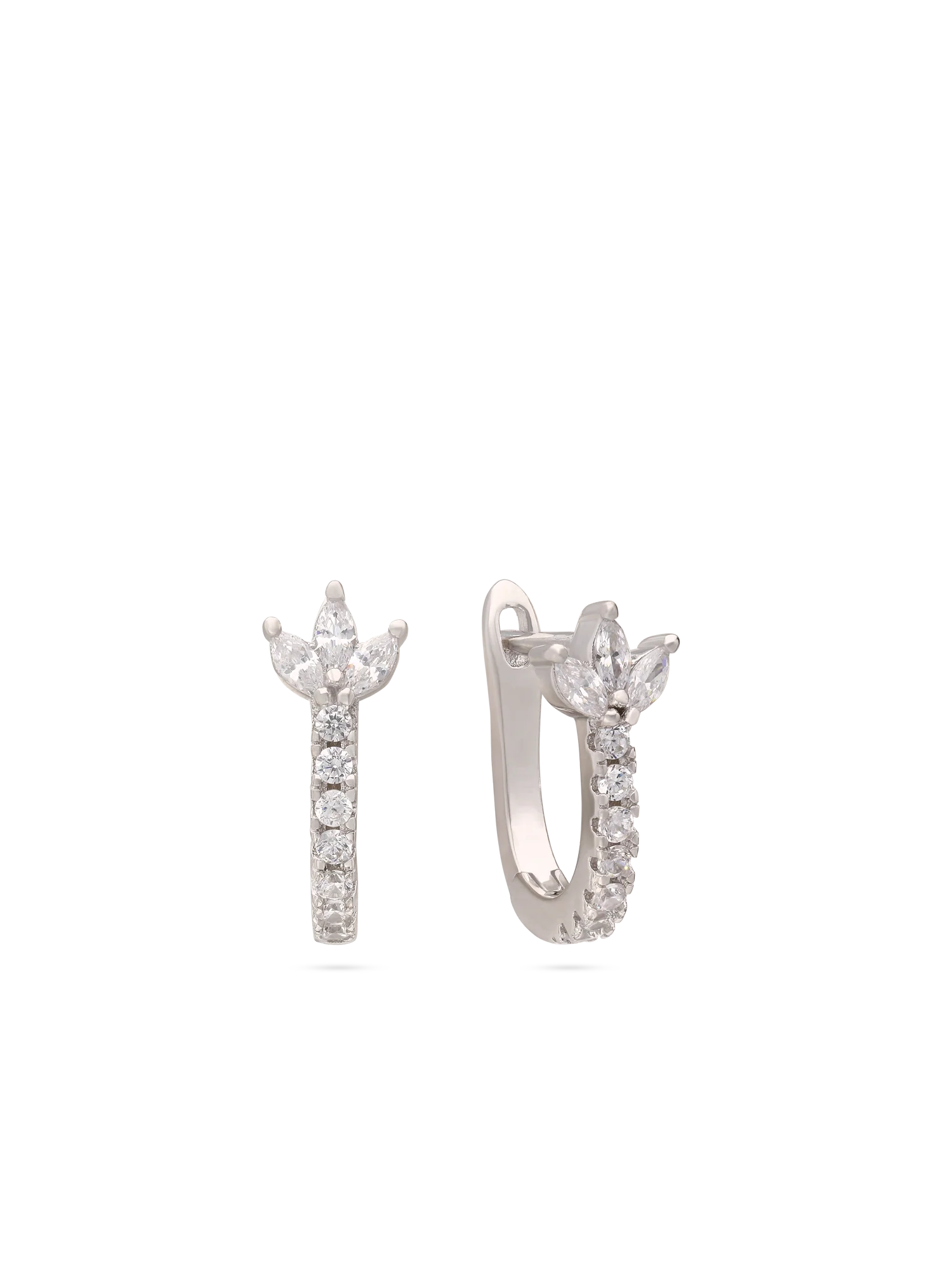 Argolas flor em prata 925 com zircónias