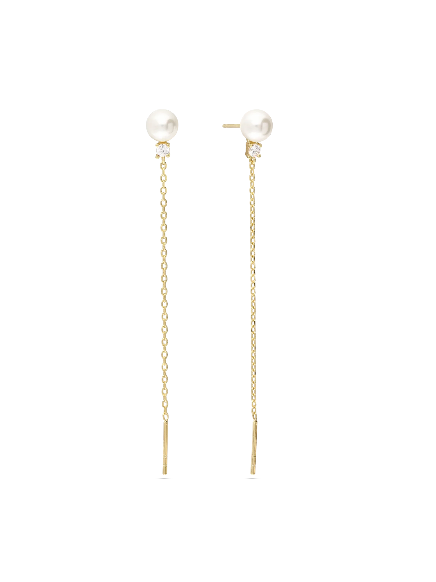 Pendentes banhados a ouro com zircónia e swarovski branco