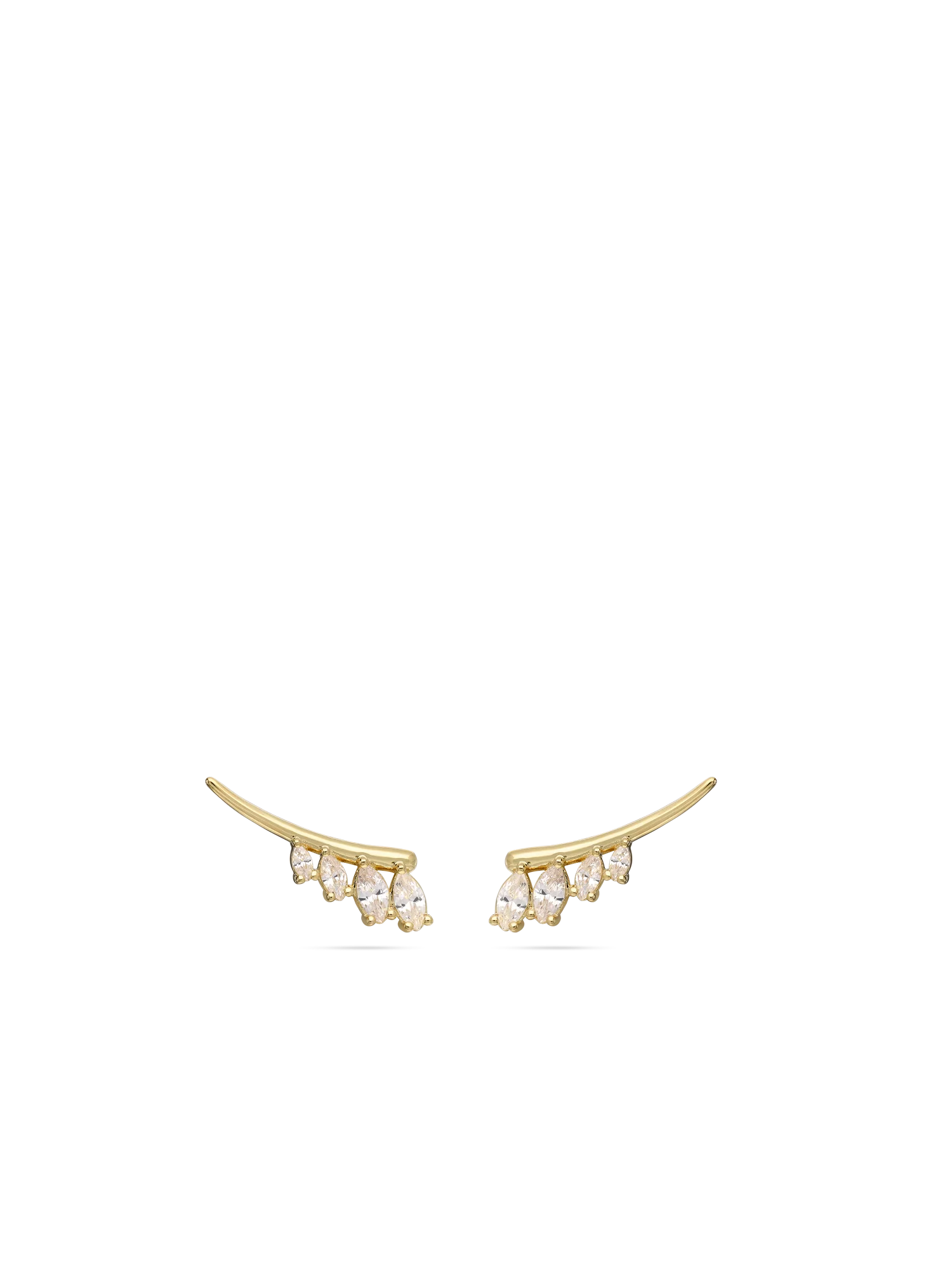 Brincos de placa banhado a ouro com zircónia - Image 2