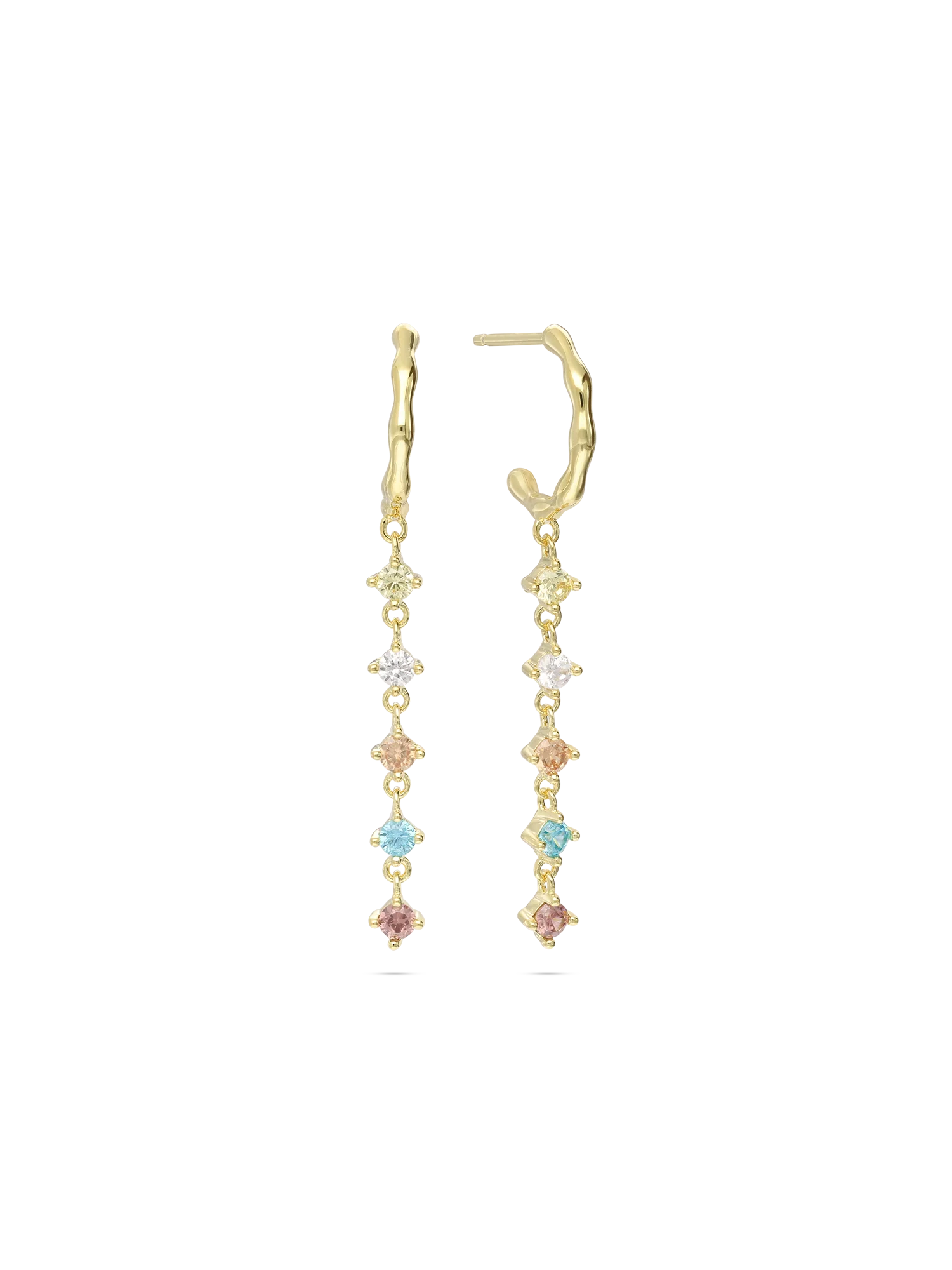 Pendentes banhados a ouro com zircónia colorida