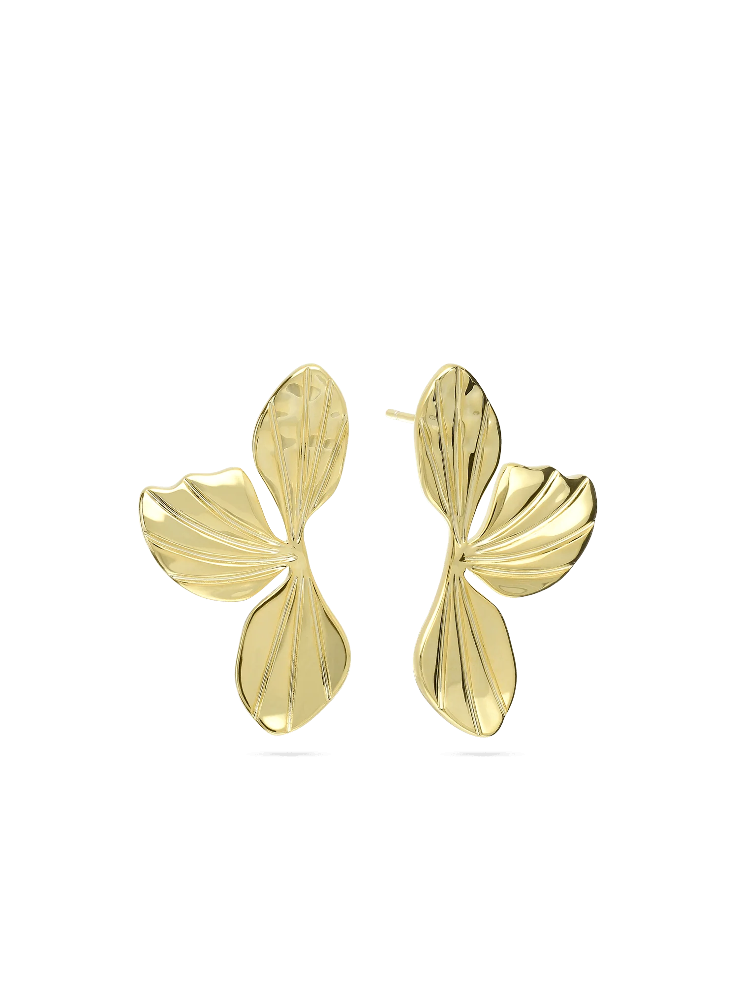 Brincos de placa flor banhados a ouro