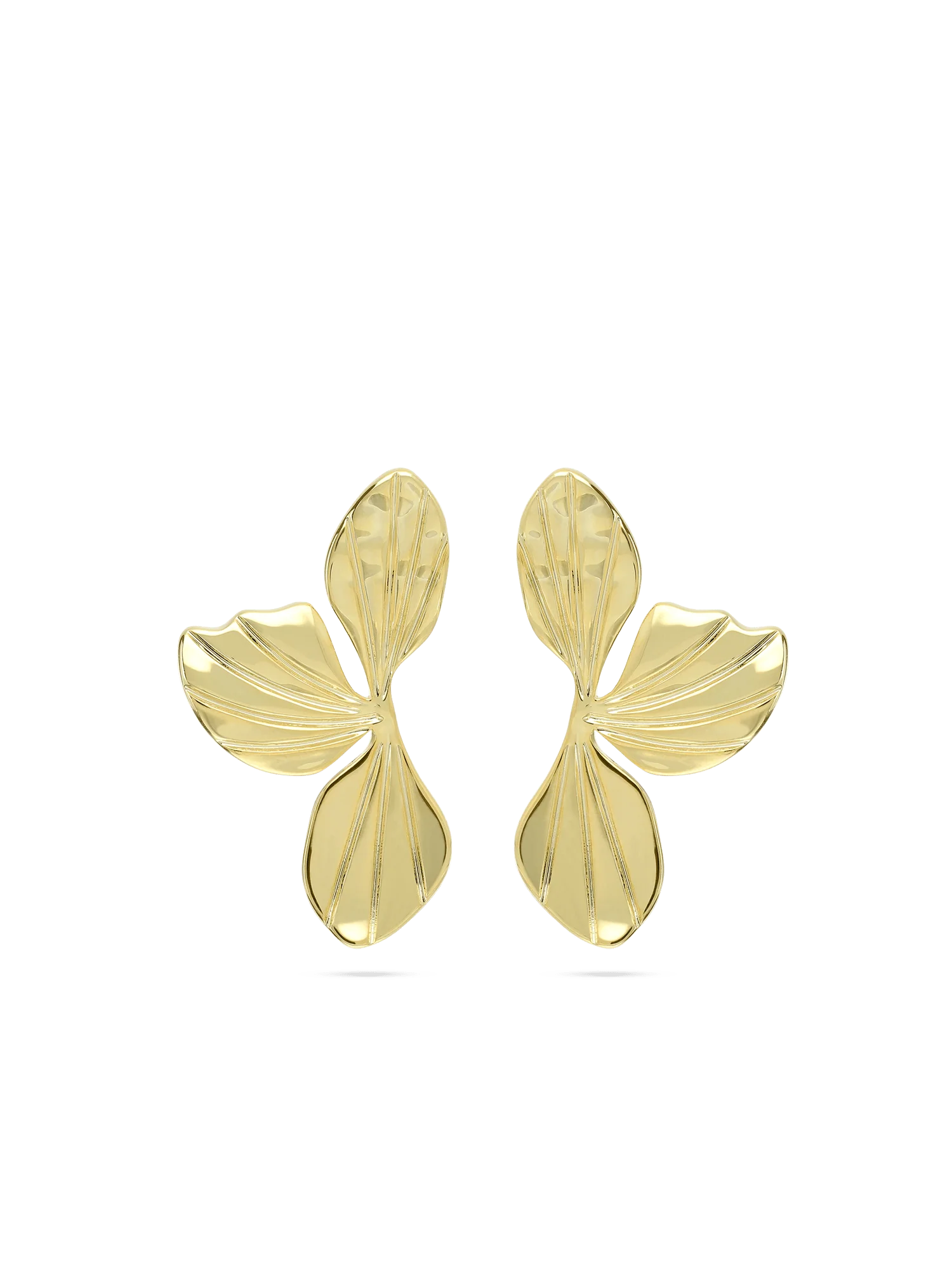 Brincos de placa flor banhados a ouro - Image 2